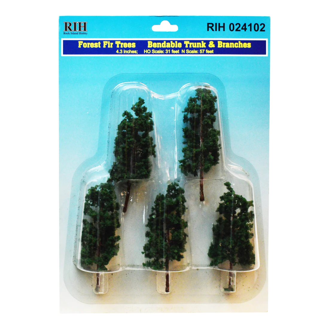 Rock Island Hobby 24102 Multi Scale Forest Fir Trees 4.33" 5 Pc.