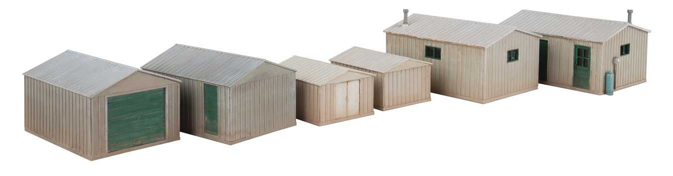 Walthers Cornerstone 933-4123 HO Scale Metal Yard Sheds (6 sheds) KIT
