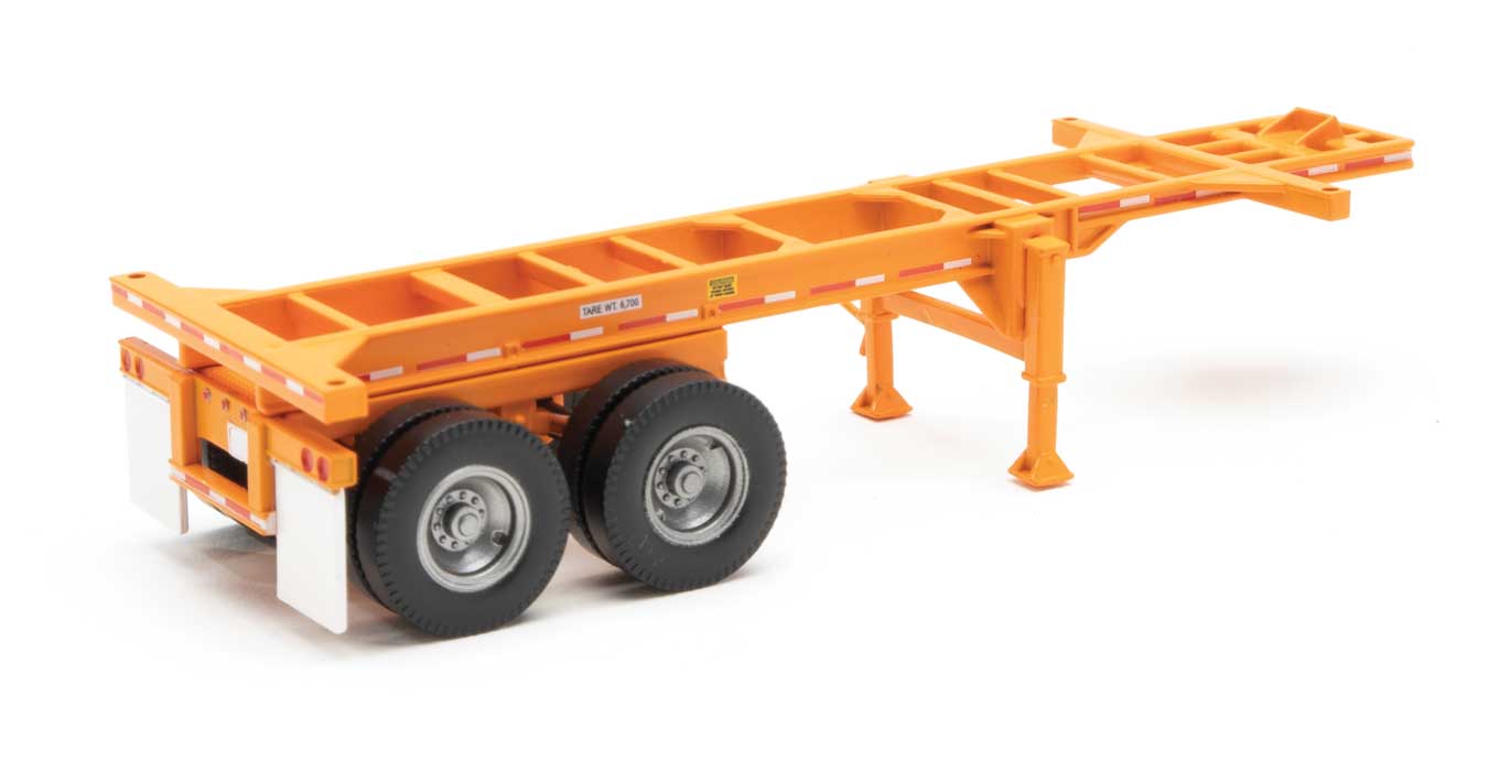 Walthers SceneMaster 949-4502 HO Scale 20' Container Chassis, Orange (2-Pack)