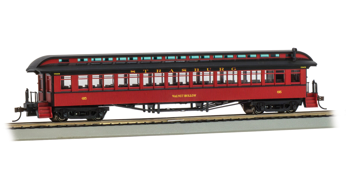 Bachmann 12808 HO Scale 1900s Era 68' Passenger Car Coach Strasburg Rail Road #65 Walnut Hollow
