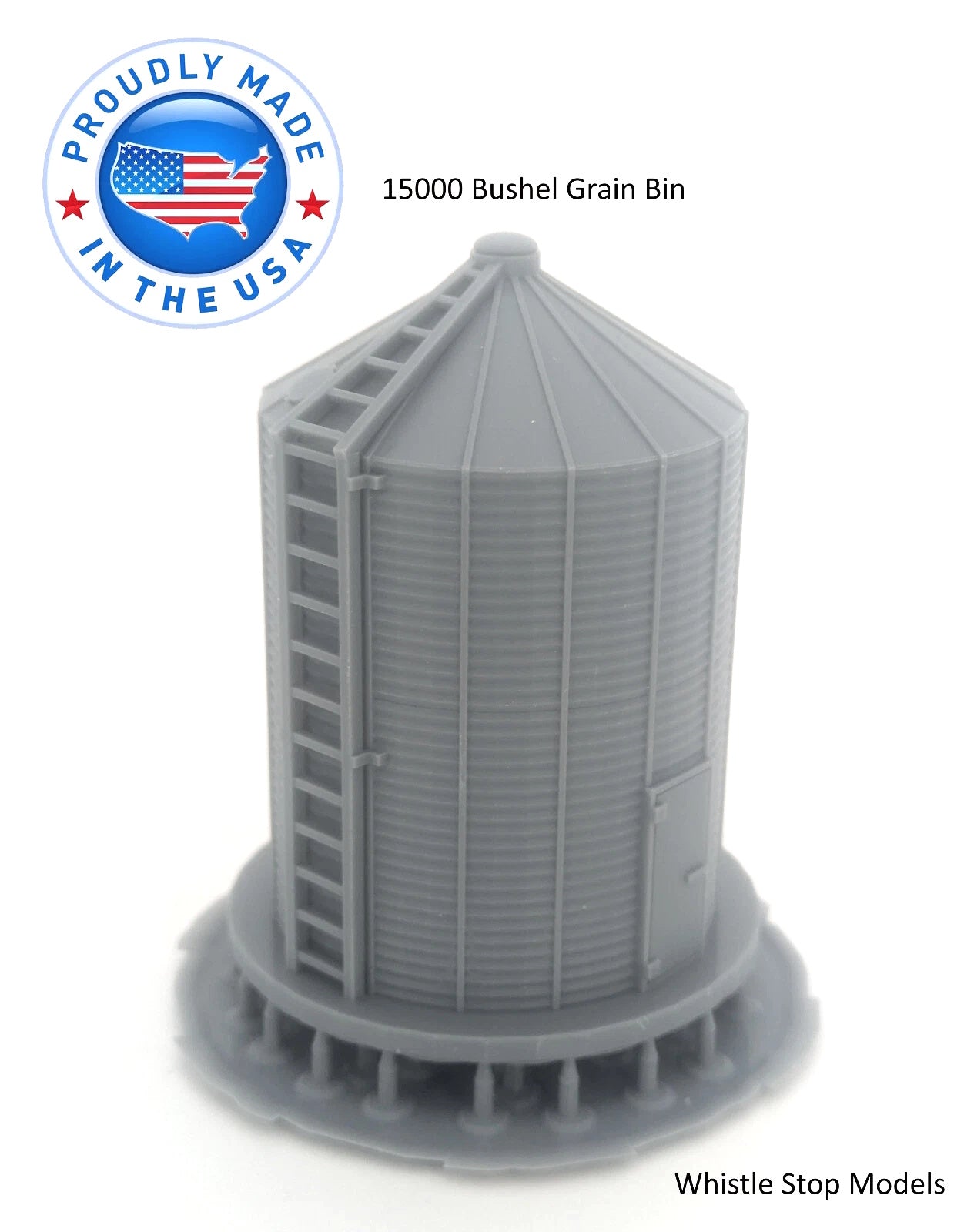 Whistle Stop Models HO8003 HO Scale 15000 Bushel Grain Bin, Resin 3D Printed, Highly Detailed