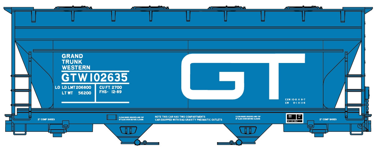 Accurail 2221 HO Scale 2-Bay ACF Covered Hopper Grand Trunk Western GTW #102635 KIT