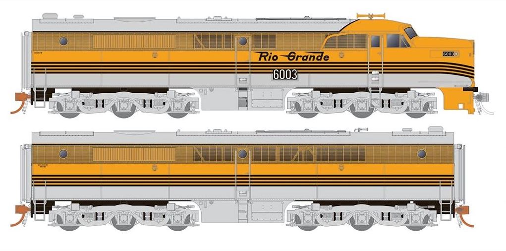 Rapido 23012 HO Scale, Alco PA-2 and PB-2 Set, Rio Grande DRGW #6003 & 6002 (DC)
