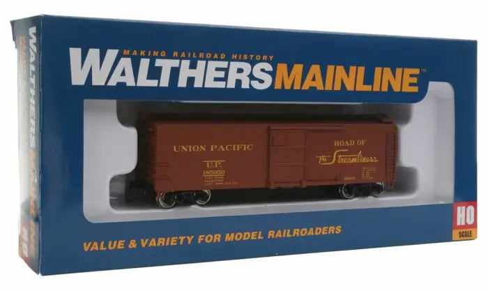 WalthersMainline 910-2406 HO Scale 40' Steel Box Car w/ Dread Ends Flat Roof Union Pacific UP #185050