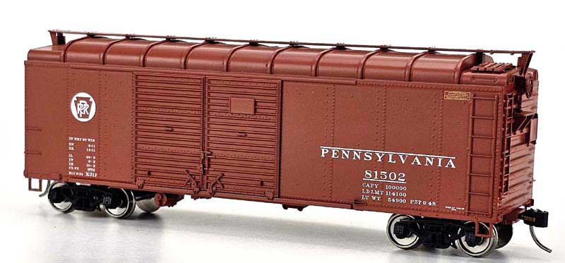 Bowser 43337 HO Scale, X31F 4-Dr Turtle Roof Box Car, Pennsylvania PRR #81502, Circle Keystone