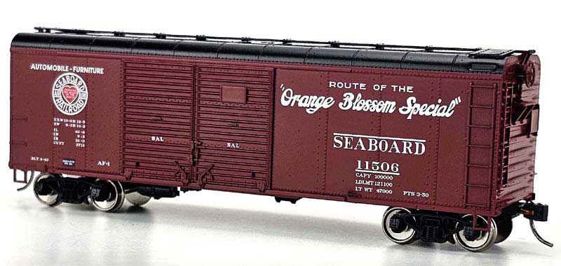 Bowser 43345 HO Scale, X31 4-Dr Round Flush Roof Box Car, Seaboard Air Line #11571, Orange Blossom