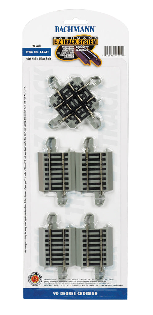 Bachmann 44541 HO Scale, 90 Degree Crossing, Nickel Silver E-Z Track