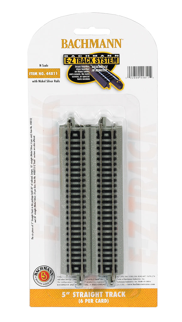 Bachmann 44811 N Scale, 5'' Straight - Nickel Silver E-Z Track