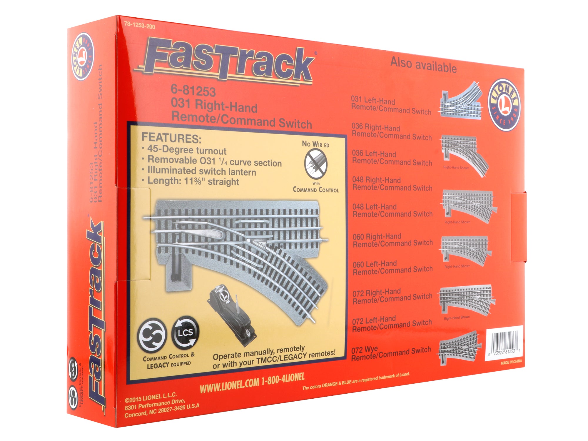 Lionel 6-81253 O, FasTrack O31 Remote/command Switch - Right Hand