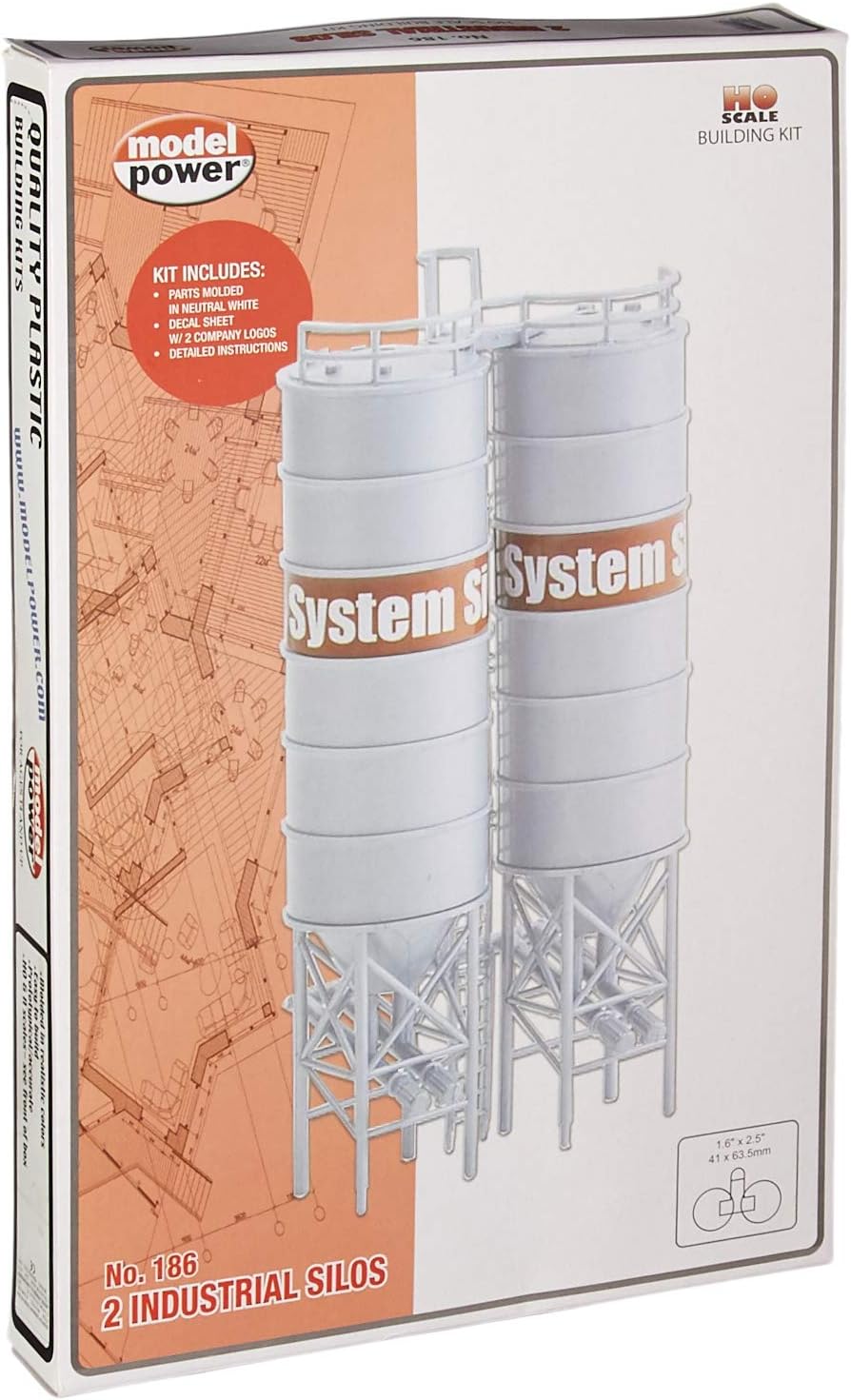 Model Power 186 HO Scale 2 Industrial Silos KIT