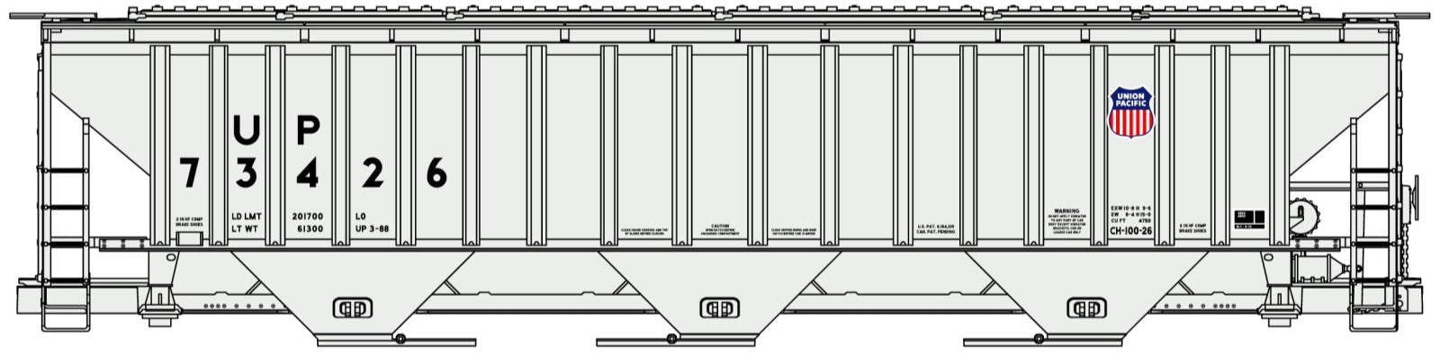 Accurail 8138 HO Scale Pullman Standard Covered Hopper Union Pacific UP #73426 KIT