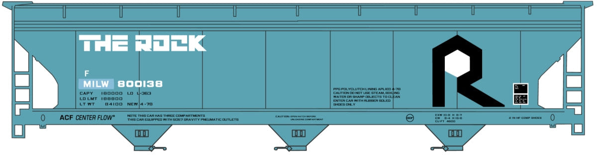 Accurail 8143 HO Scale 3-Bay ACF Covered Hopper Rock Island MILW #800138 KIT