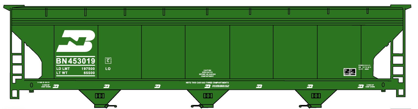Accurail 8146 HO Scale 3-Bay ACF Covered Hopper Burlington Northern BN #453019 KIT