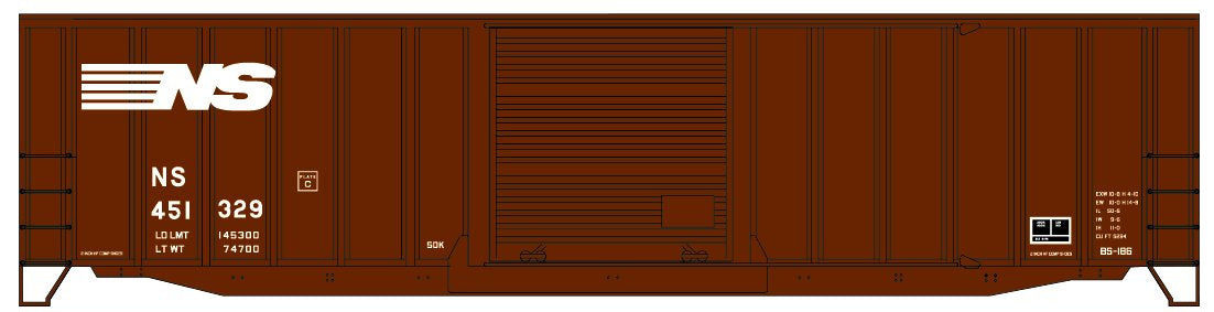 Accurail 8147 HO Scale 50' Ext Post Steel Box Car Norfolk Southern NS #451329 KIT