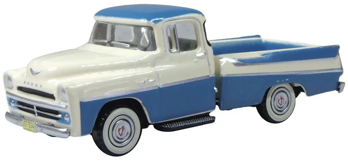 Oxford Diecast 87DP57005 HO Scale 1957 Dodge D100 Sweptside Pick Up Ice Blue/Glacier White