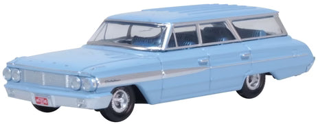 Oxford Diecast 87FC64001 HO Scale 1964 Ford Country Sedan Skylight Blue Model Car