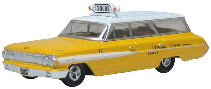 Oxford Diecast 87FC64002 HO Scale 1964 Ford Country Station Wagon Central School Bus