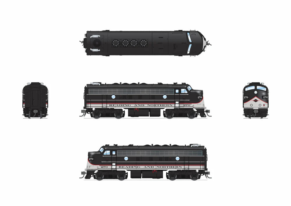 Broadway Limited 9706 HO Scale EMD F9A Diesel Locomotive, Modern Excursion Appearance Reading and Northern #270 Paragon4 Sound/DC/DCC