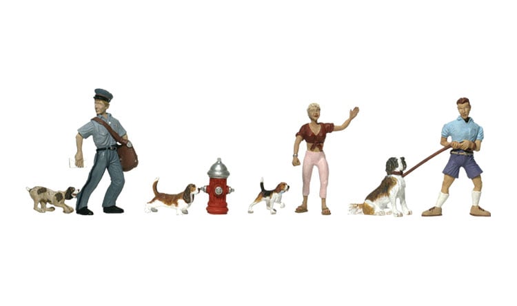 Woodland Scenics A1827 HO Scale People & Pets Scenic Accents (8 pcs)