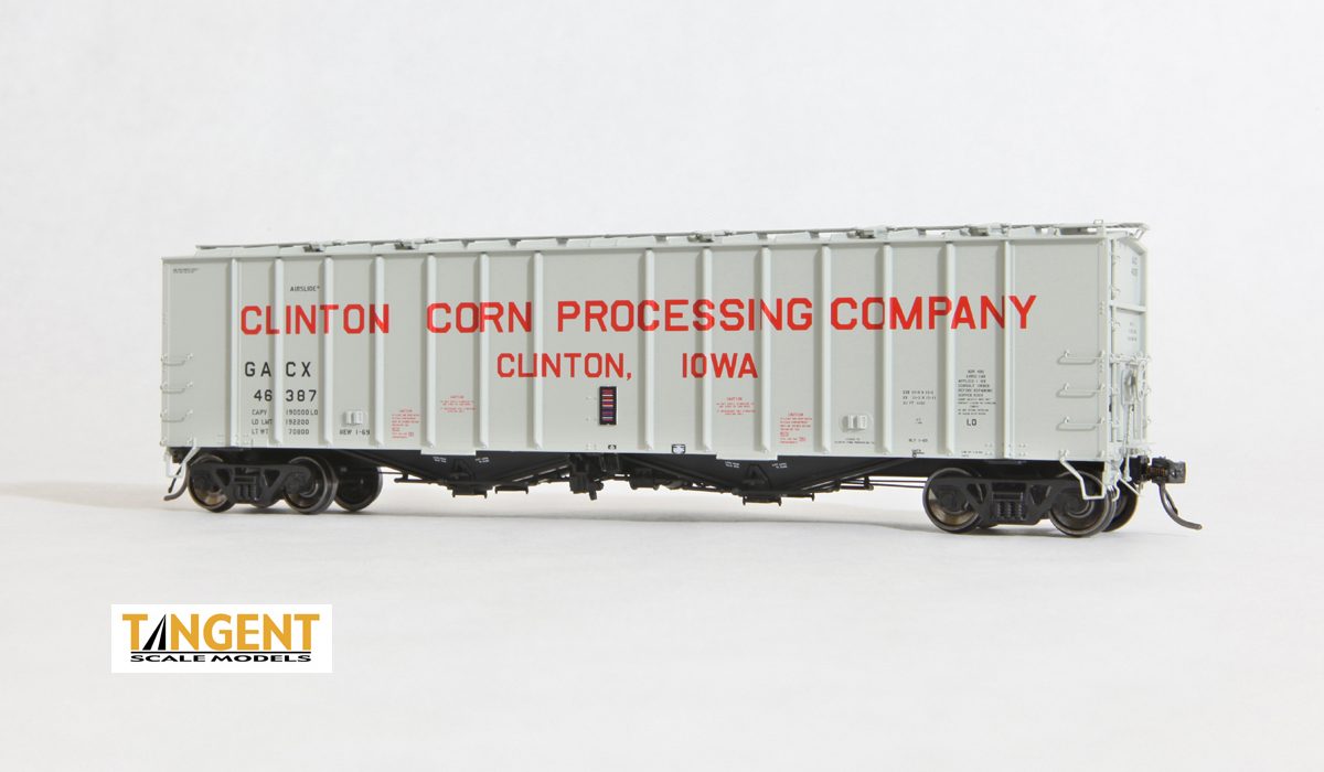 Tangent 16016-03 HO Scale General American 4180 Airslide Covered Hopper Clinton Corn Processing GACX #46387