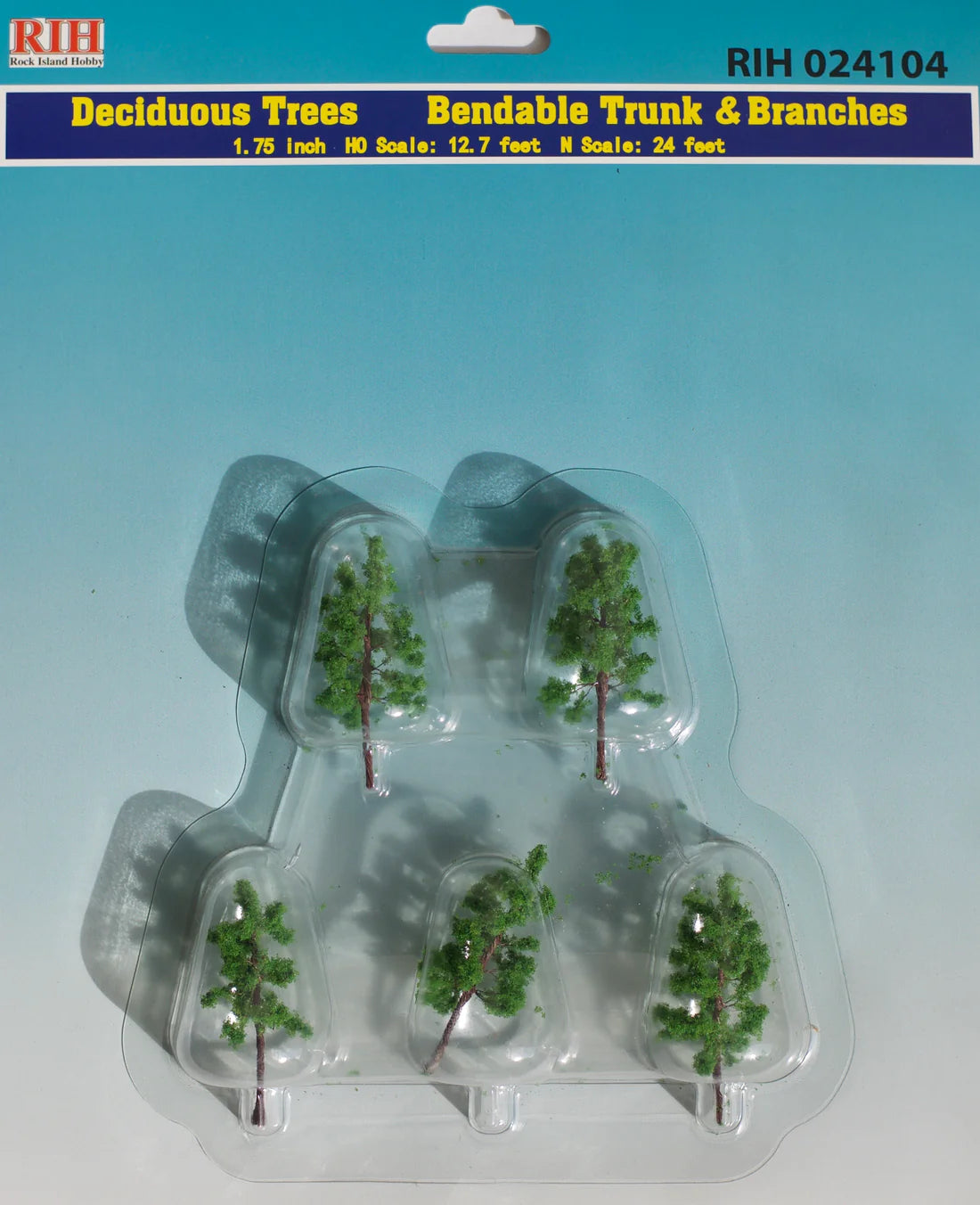 Rock Island Hobby 24104 Multi Scale Deciduous Trees 1.75" 5 Pc.