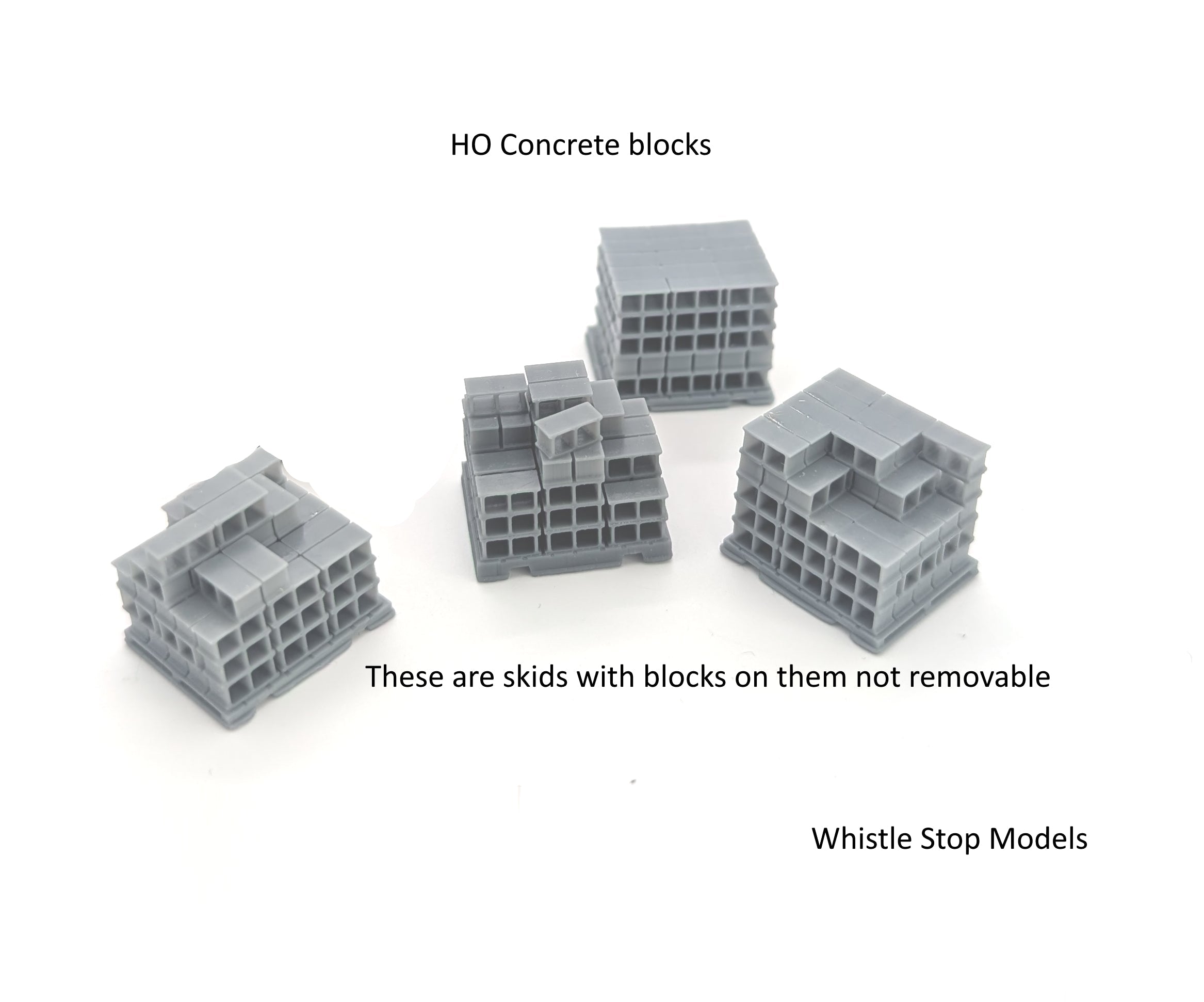Whistle Stop Models HO2211 HO Scale Concrete Block Set, Resin 3D Printed, Highly Detailed