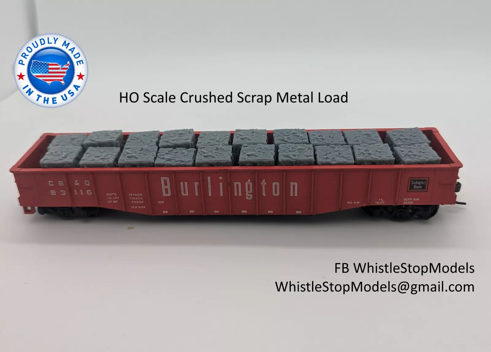 Whistle Stop Models HO9002 HO Scale Crushed Metal Scrap Load, Resin 3D Printed, Highly Detailed