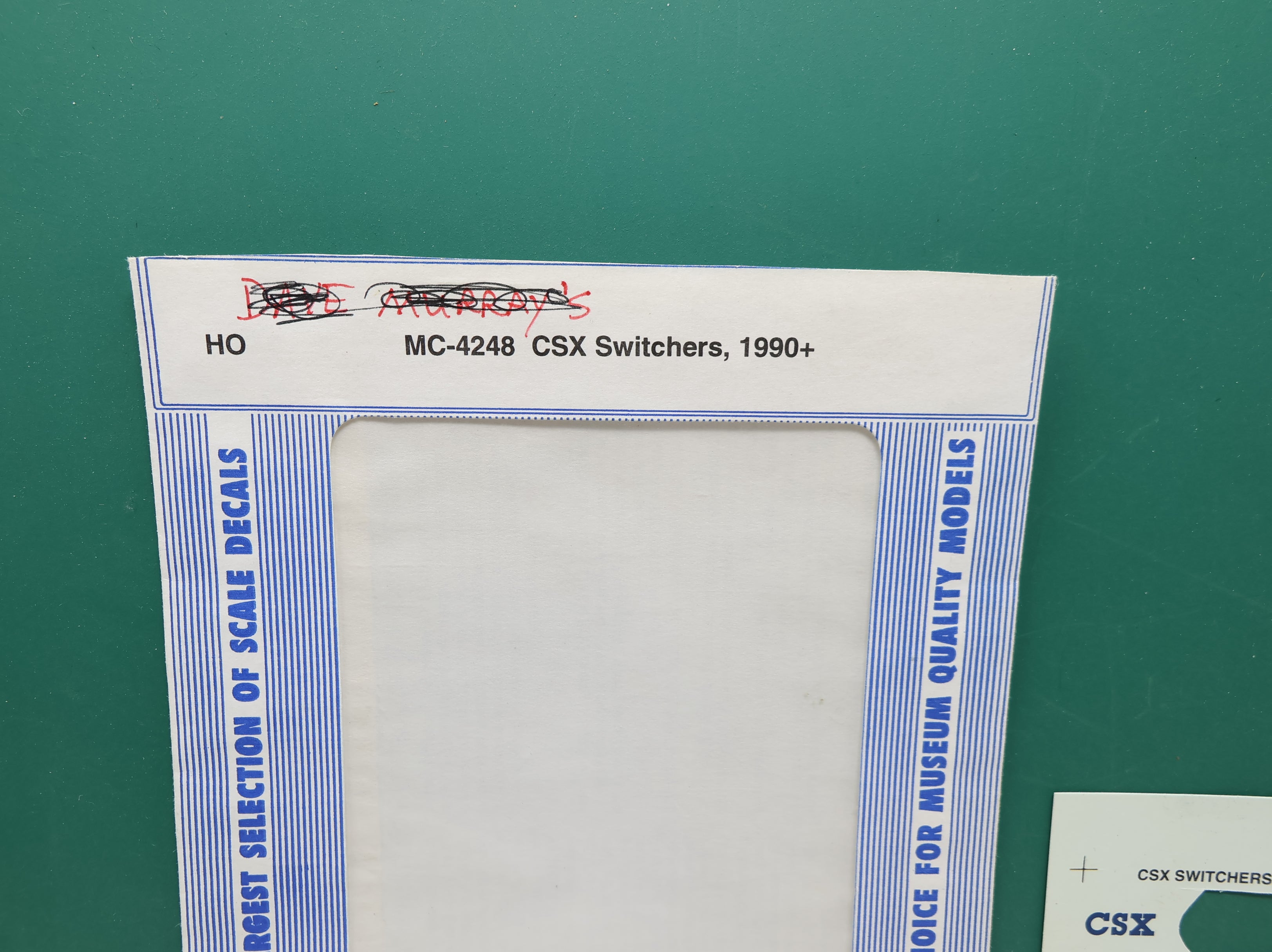 USED MICROSCALE MC-4248 HO Scale, CSX Switchers 1990+ Decals (Incomplete)