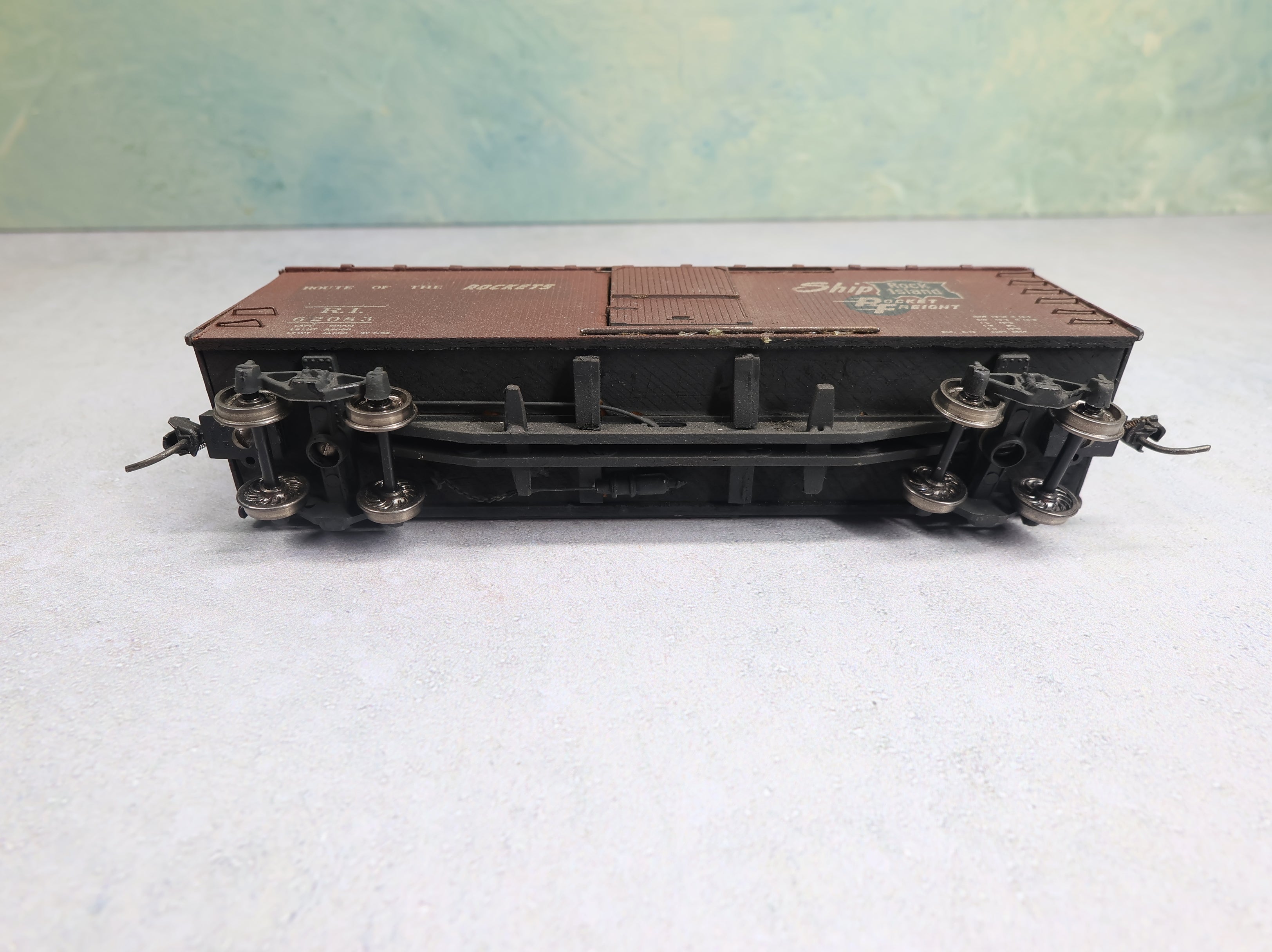 USED HO Scale 42' Wooden Box Car Rock Island RI #62083 Custom Wood Built Kit