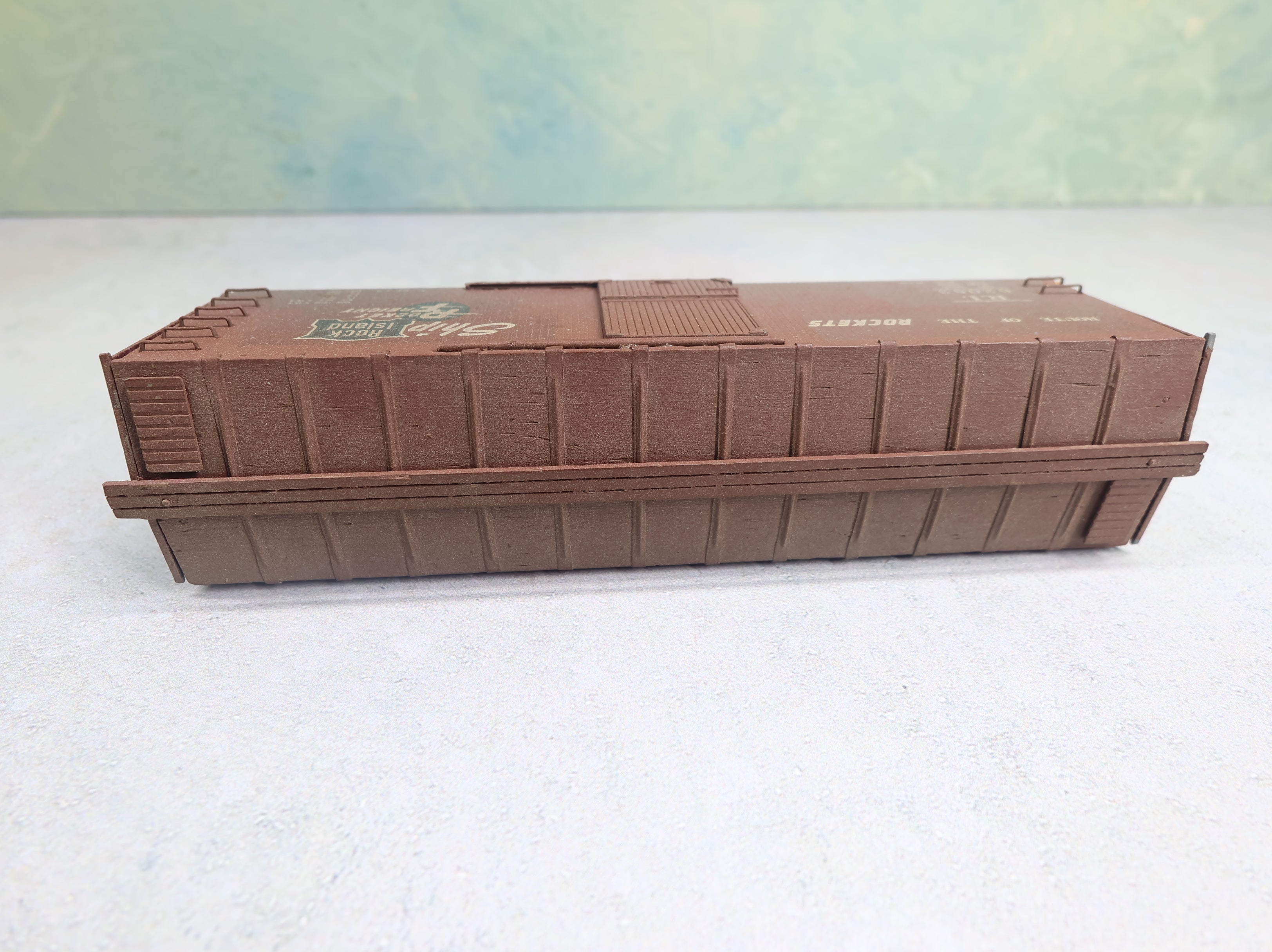USED HO Scale 42' Wooden Box Car Rock Island RI #62083 Custom Wood Built Kit