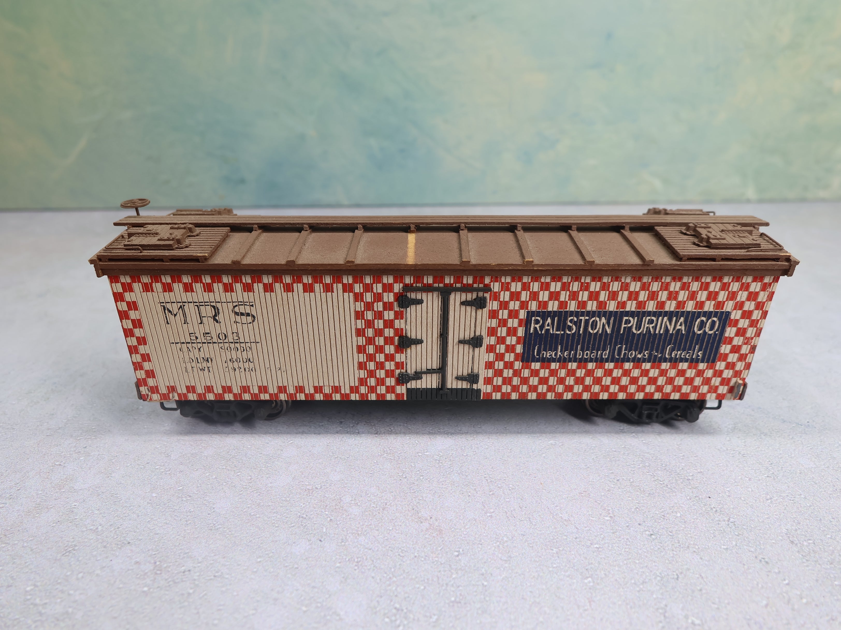 USED HO Scale 40' Wooden Reefer Box Car Ralston Purina MRS #5503 Wood Built Kit