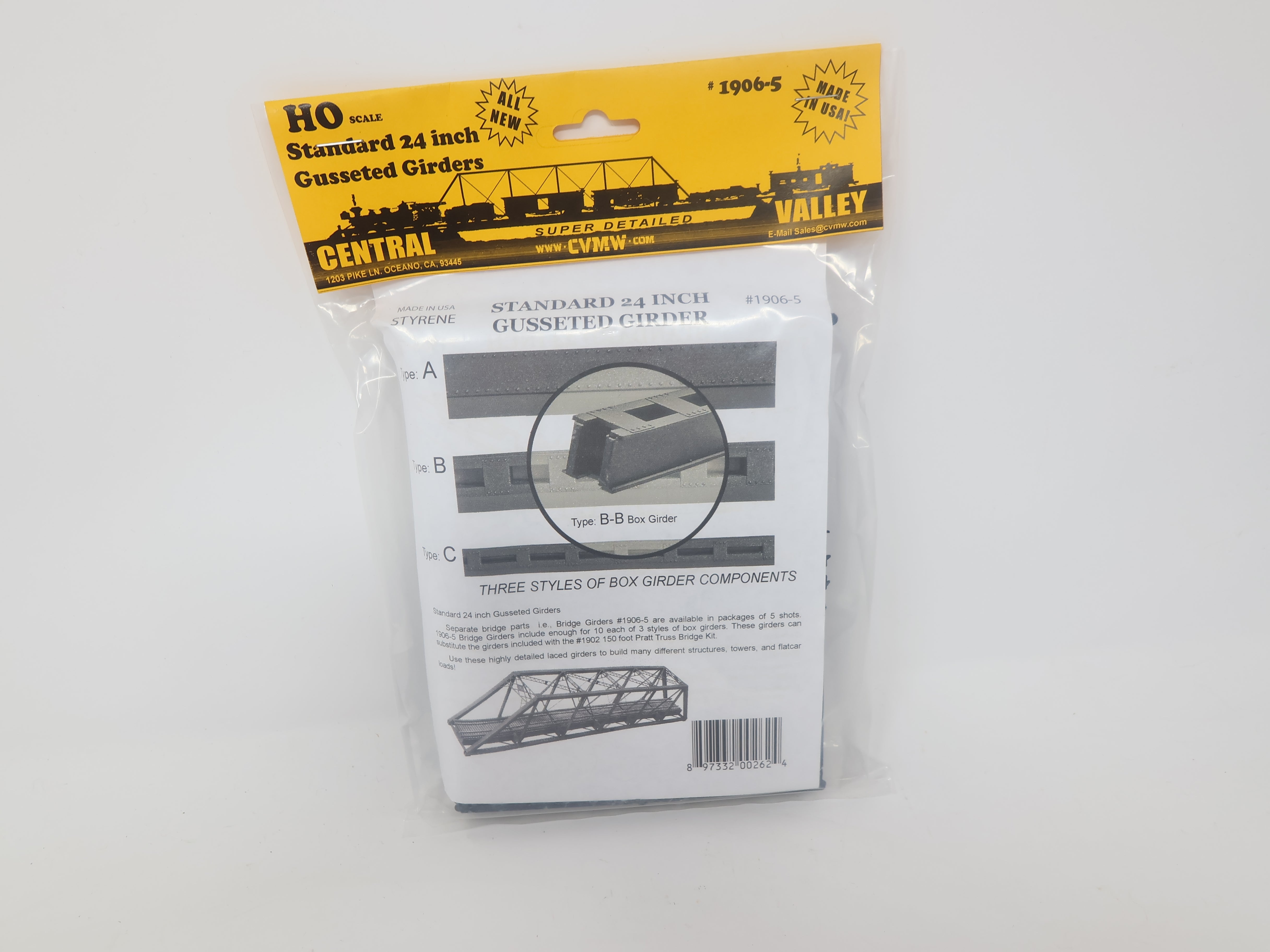 Central Valley 2313 HO Scale, Standard 24'' Gusseted Girders Made in USA (KIT)