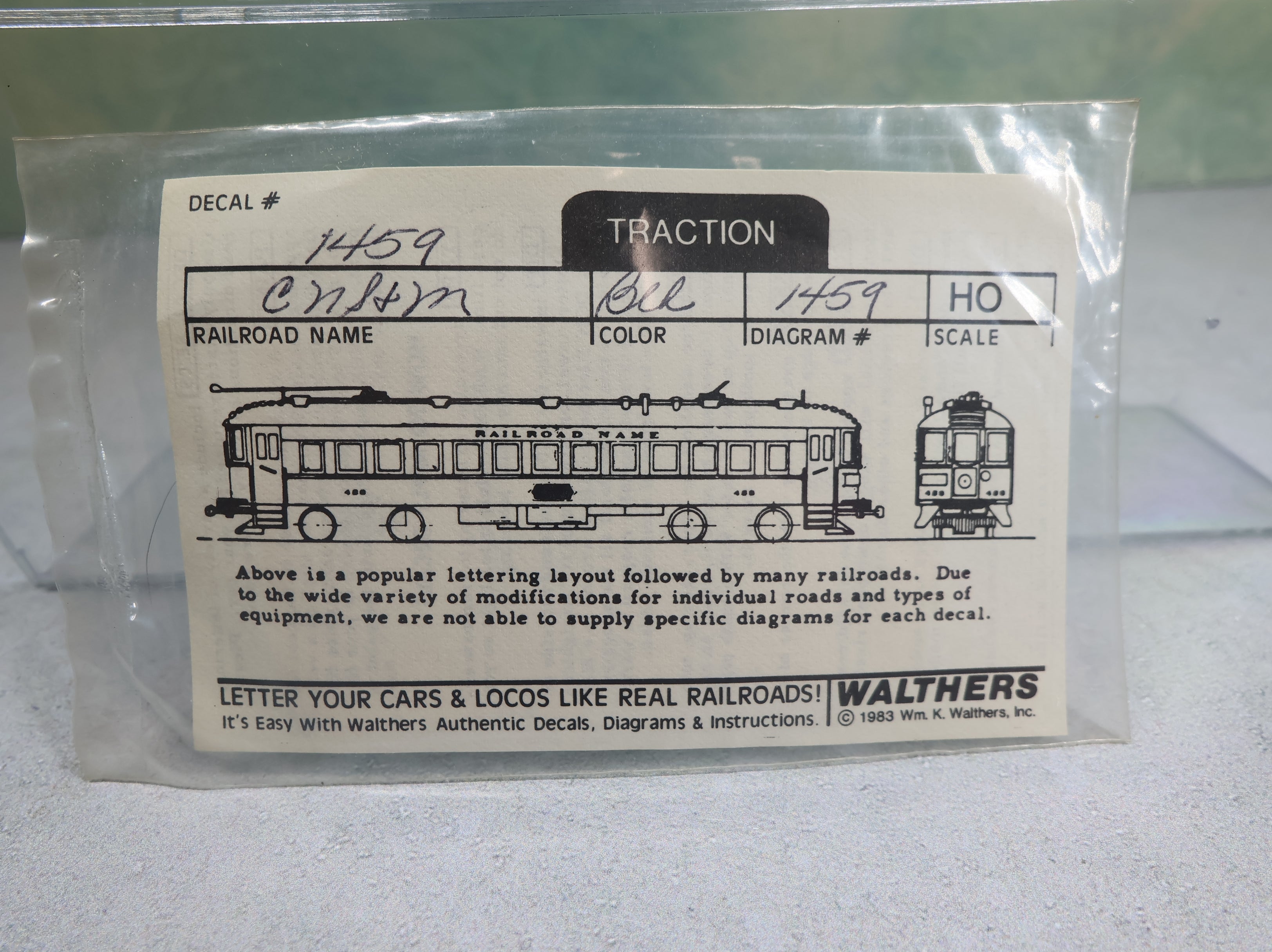 USED Walthers 1459 HO Scale CNS&M Trolley Decal North Shore Line