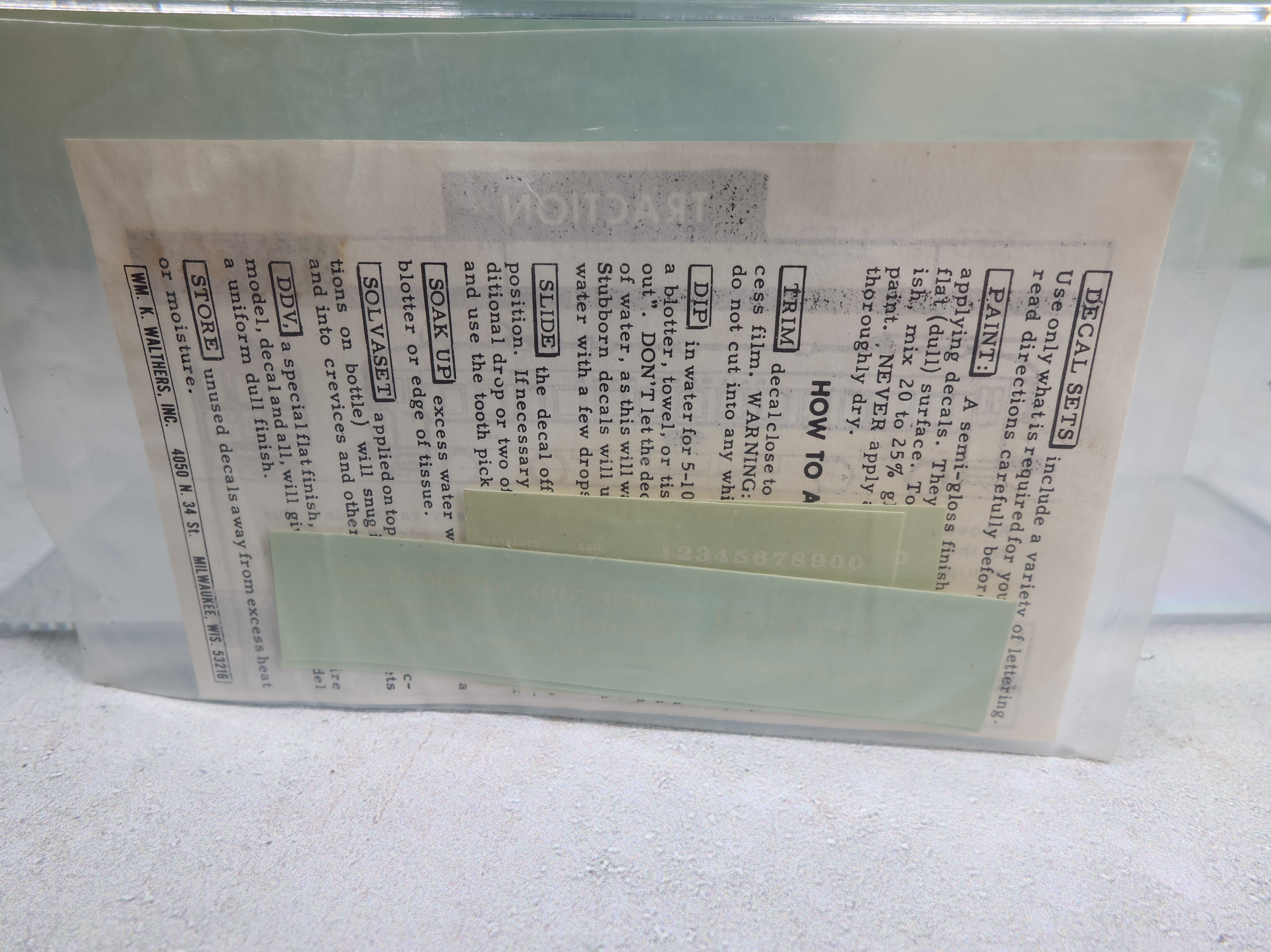 USED Walthers D253 HO Scale Liberty Bell Sacremento Northern Trolley Decal