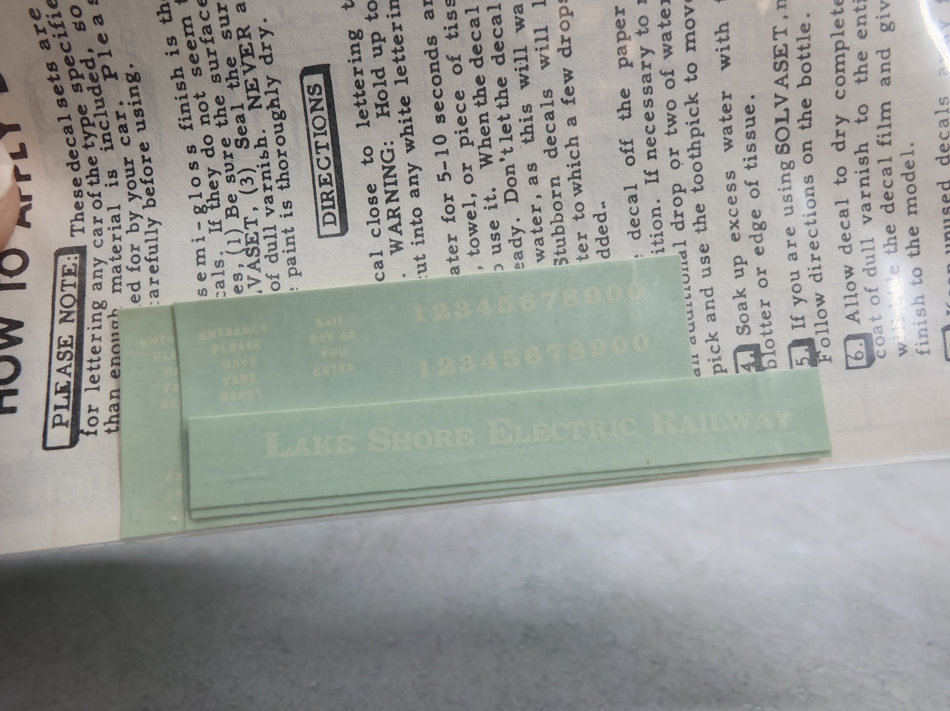 USED Walthers D252 HO Scale Lake Shore Electric Railway Trolley Decal White