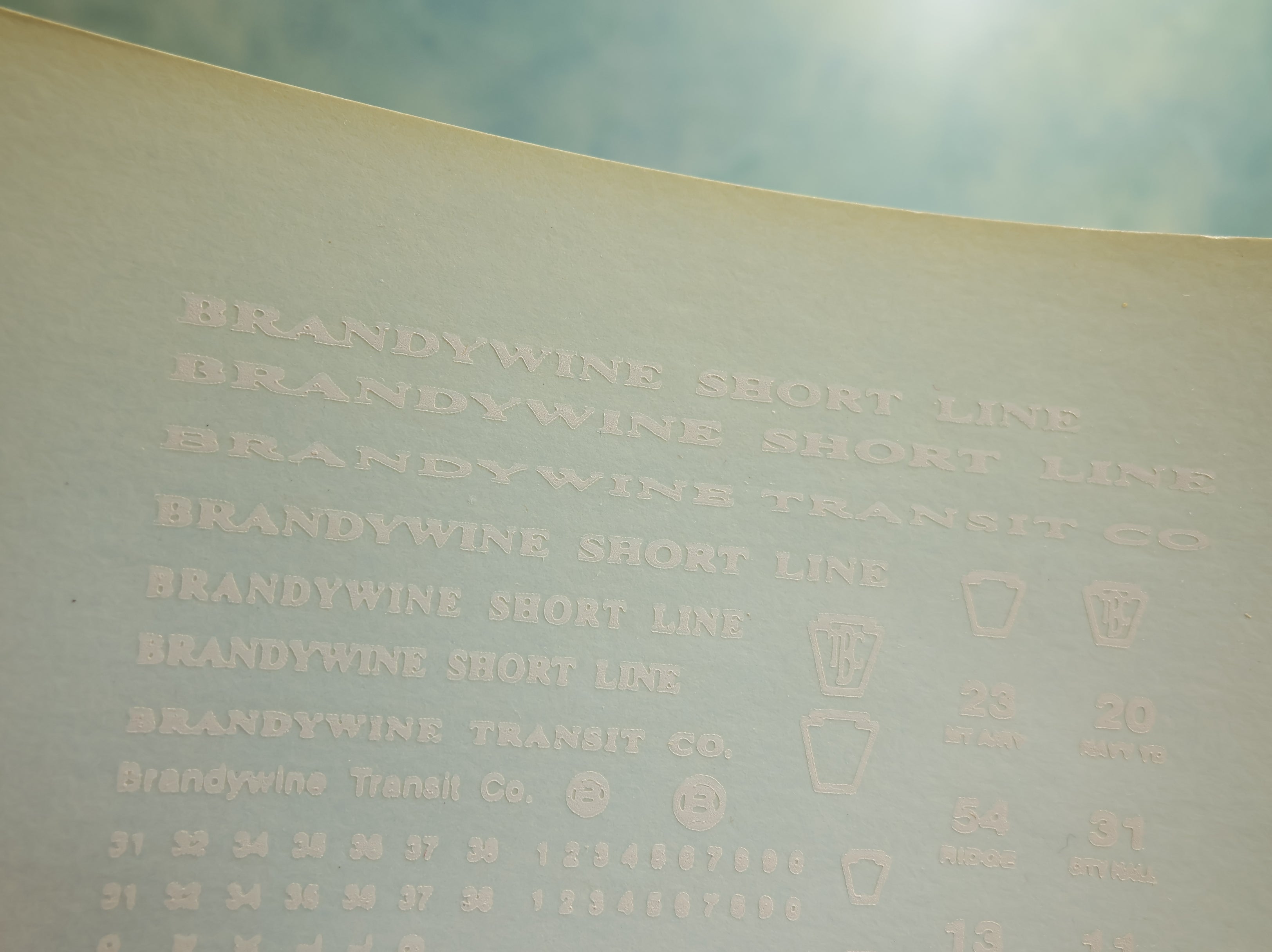 USED HO Scale Brandywine Shortline White Decals