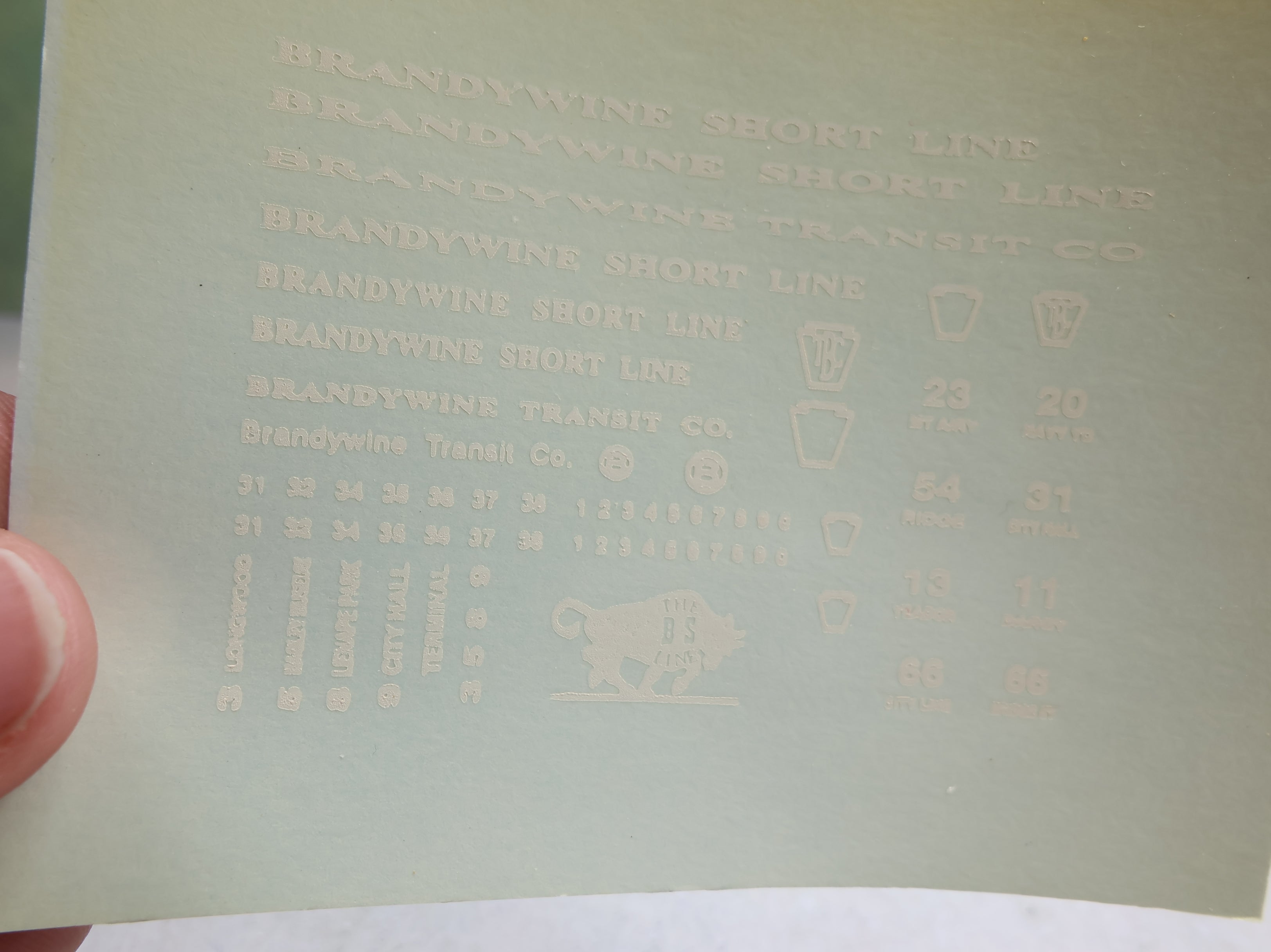 USED HO Scale Brandywine Shortline White Decals