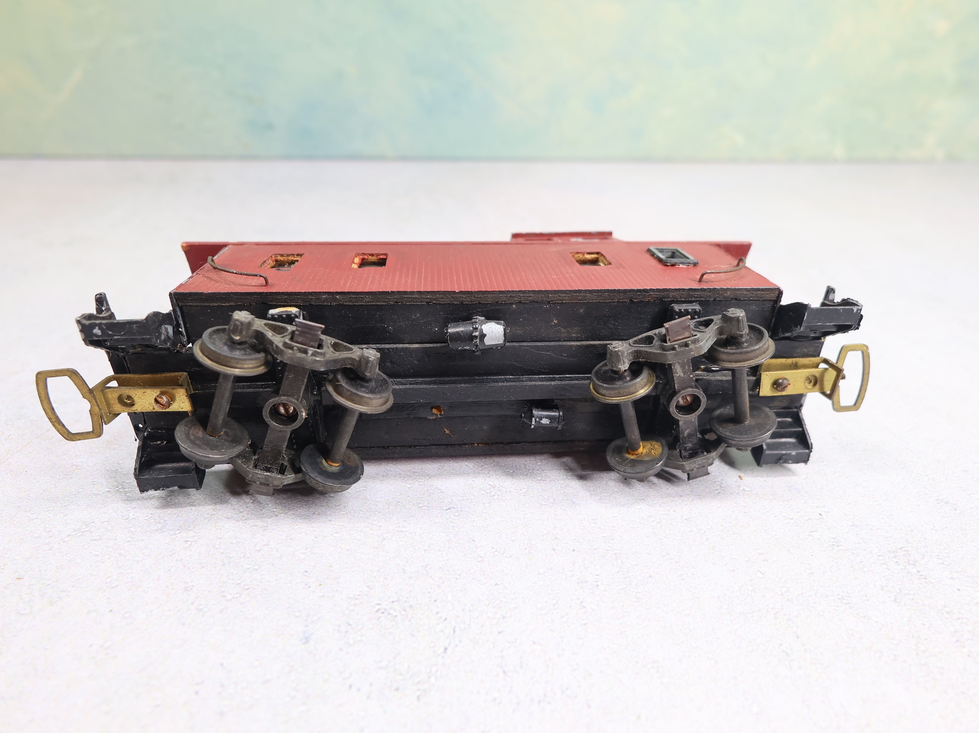 USED HO Scale Real Wood Caboose Undecorated Red Euro Couplers