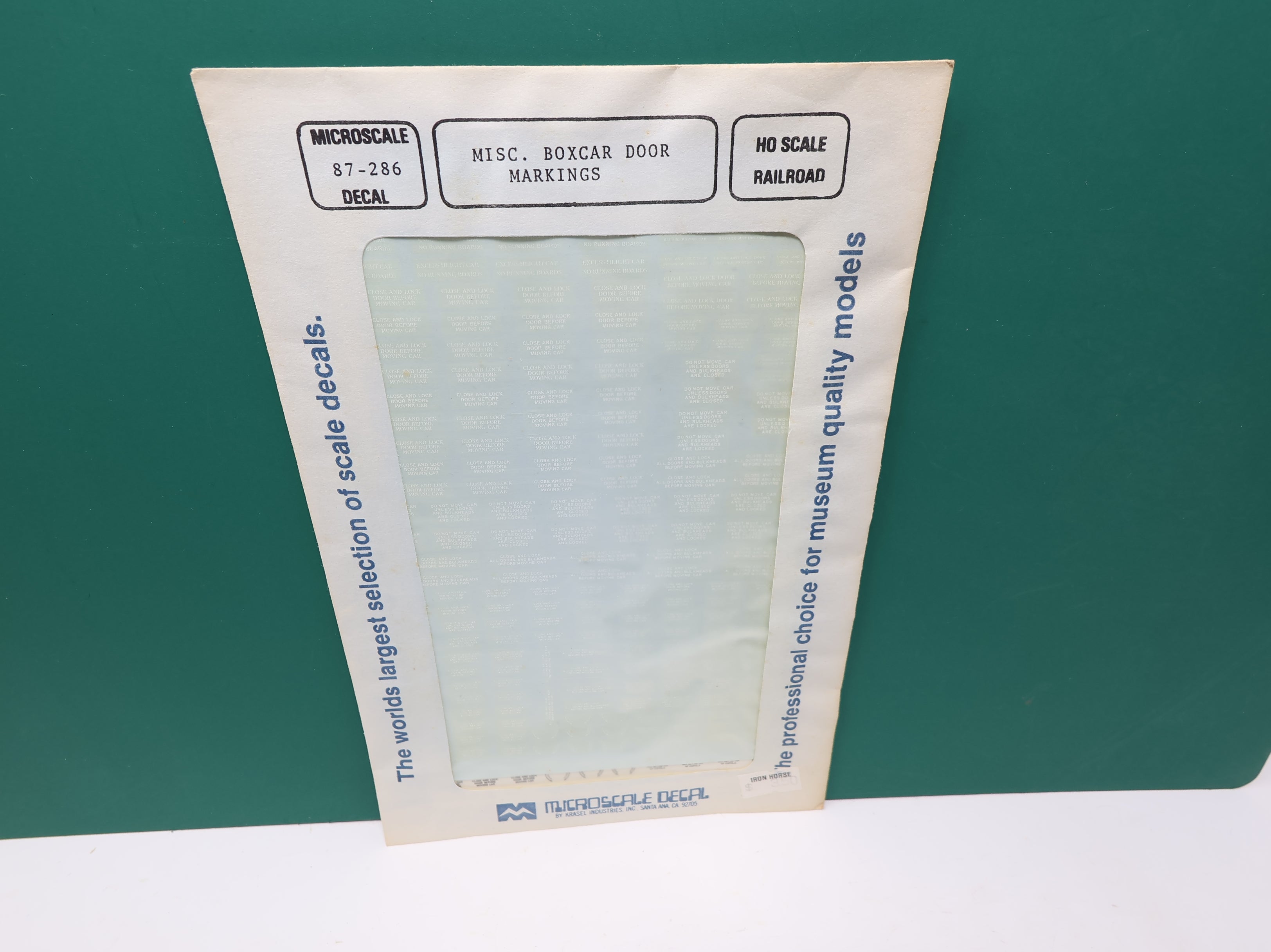 MICROSCALE 87-286 HO Scale Misc. Box Car Door Markings Decals