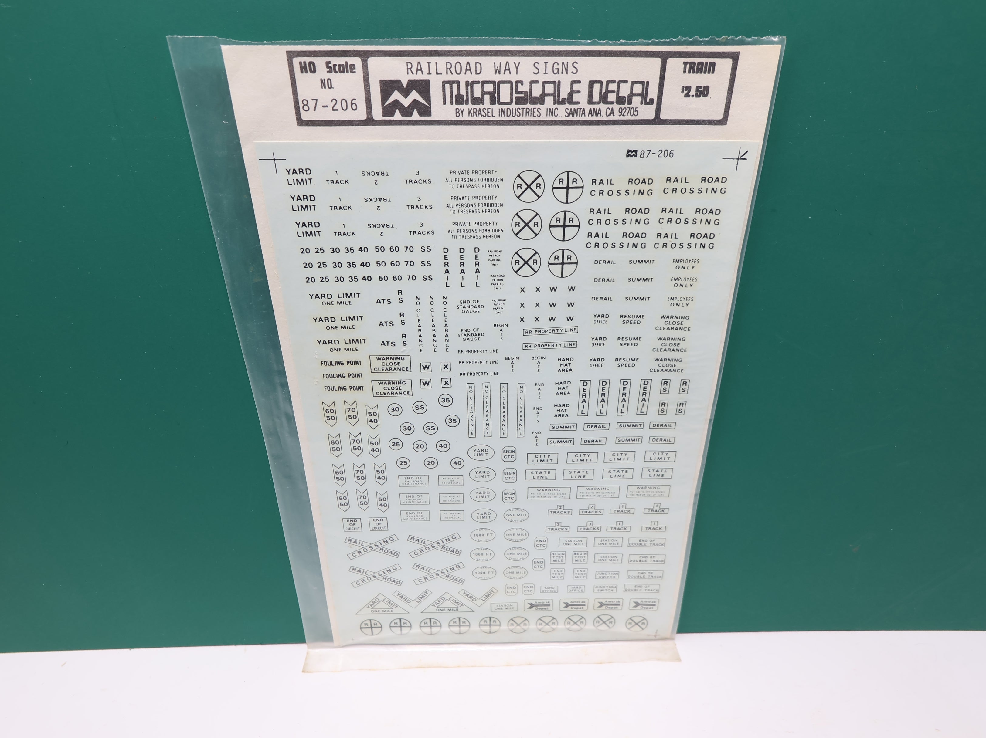 MICROSCALE 87-206 HO Scale Railroad Way Signs Decals