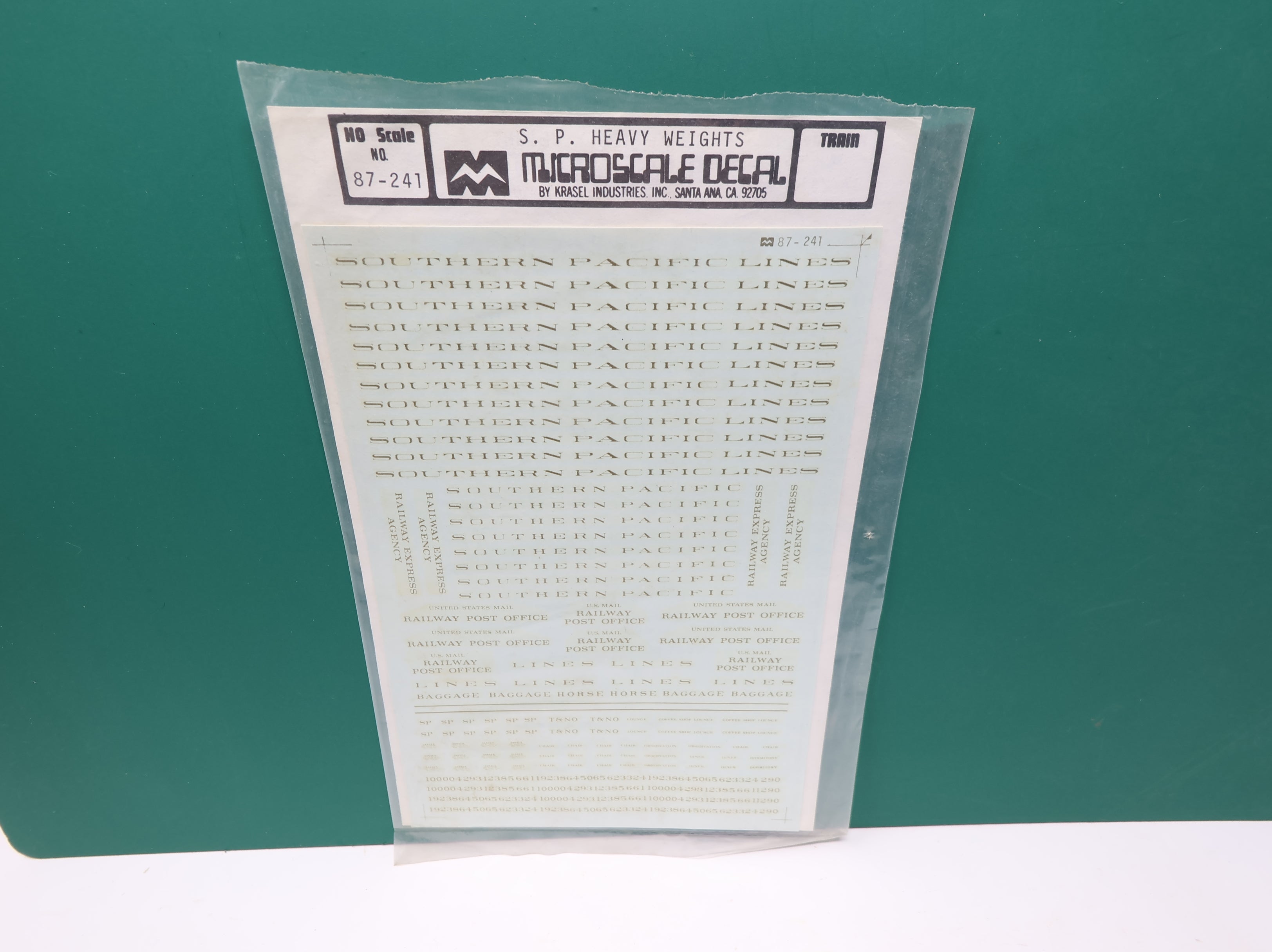 MICROSCALE 87-241 HO Scale Southern Pacific Heavy Weights Decals