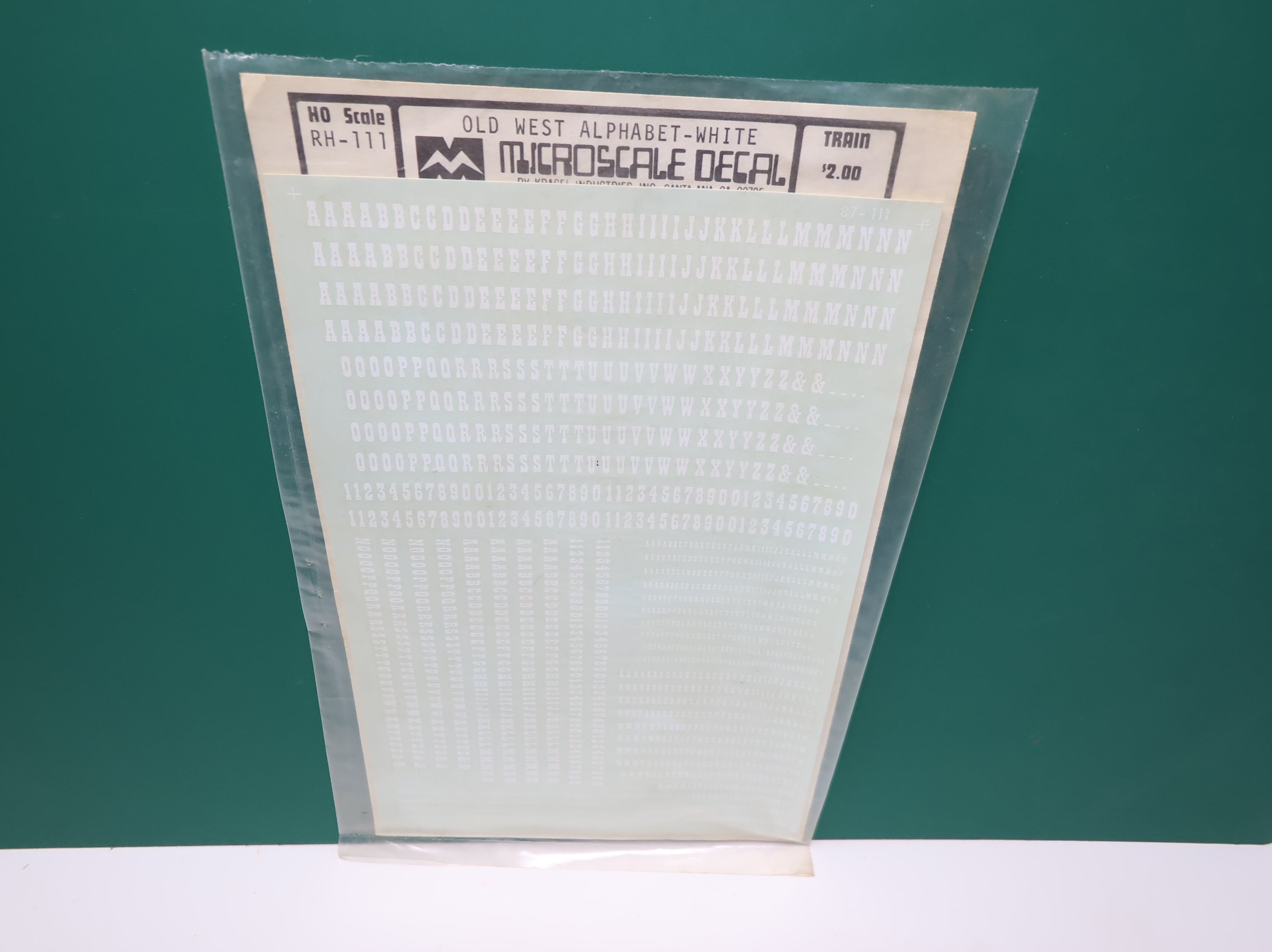 MICROSCALE RH-111 HO Scale Old West Alphabet-White Decals