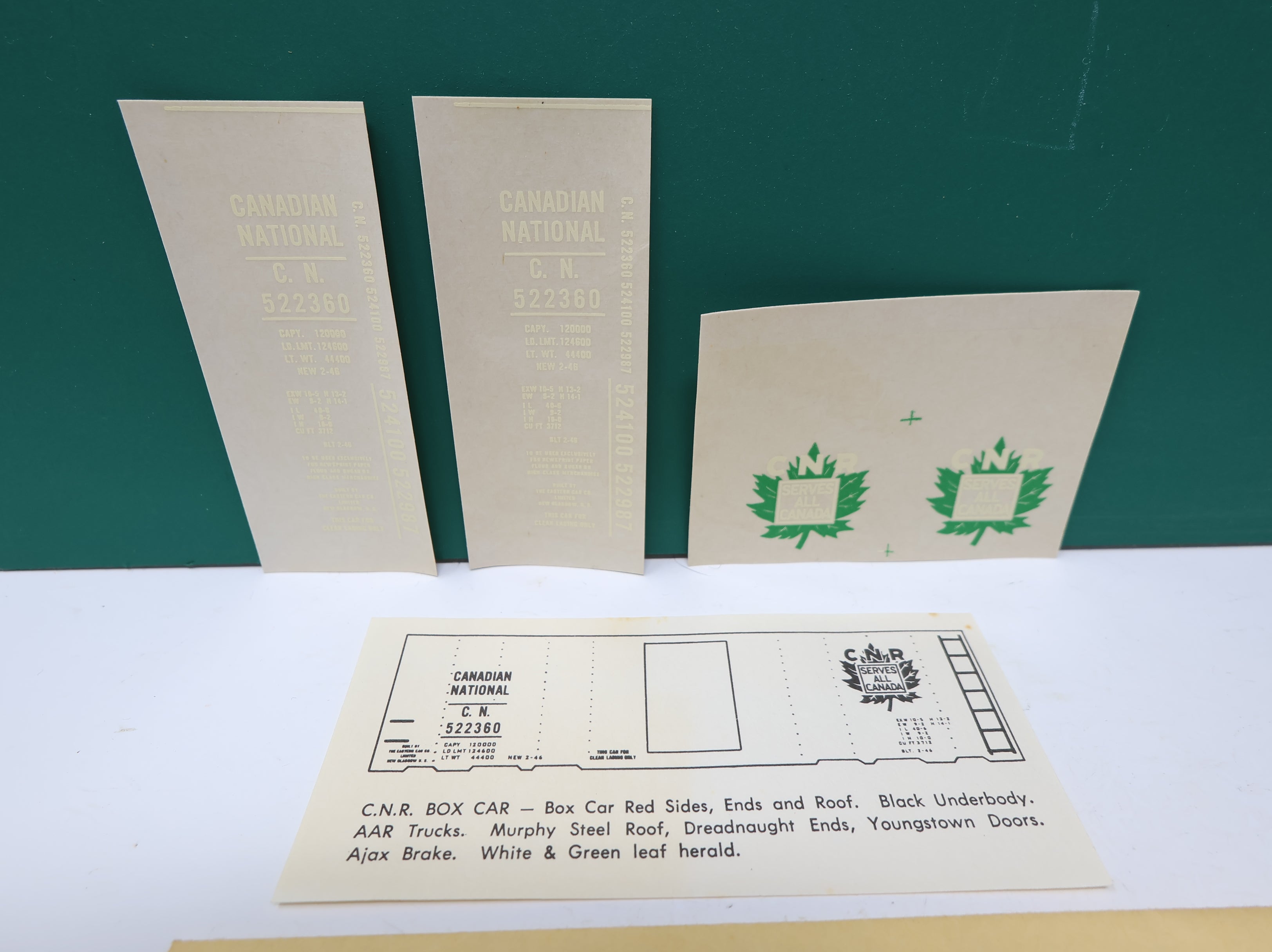 USED Champ Decals HB28 HO Scale Canadian National Box Car Decals