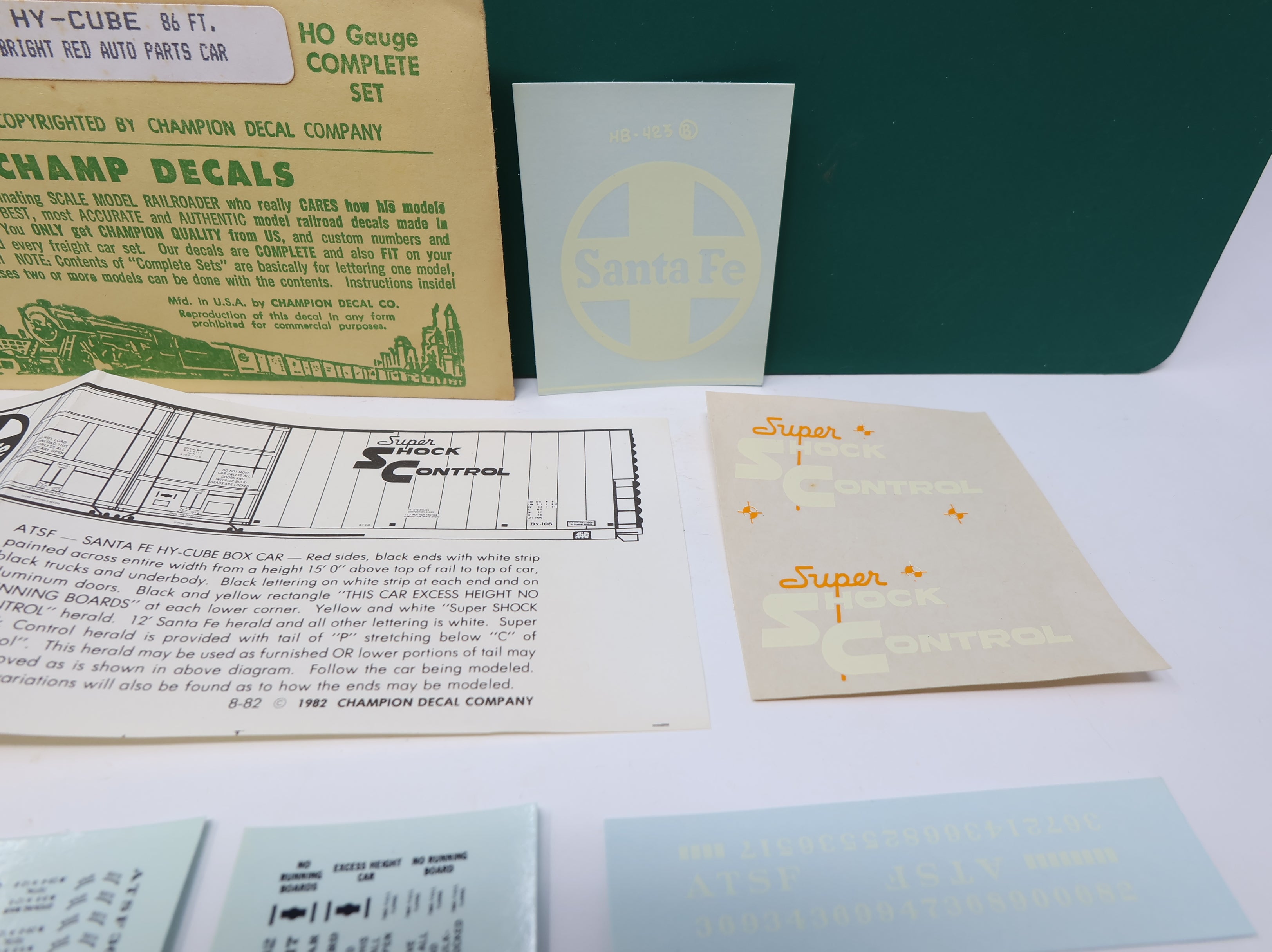 USED Champ Decals HB423 HO Scale Santa Fe Hi-Cube Box Car Decals