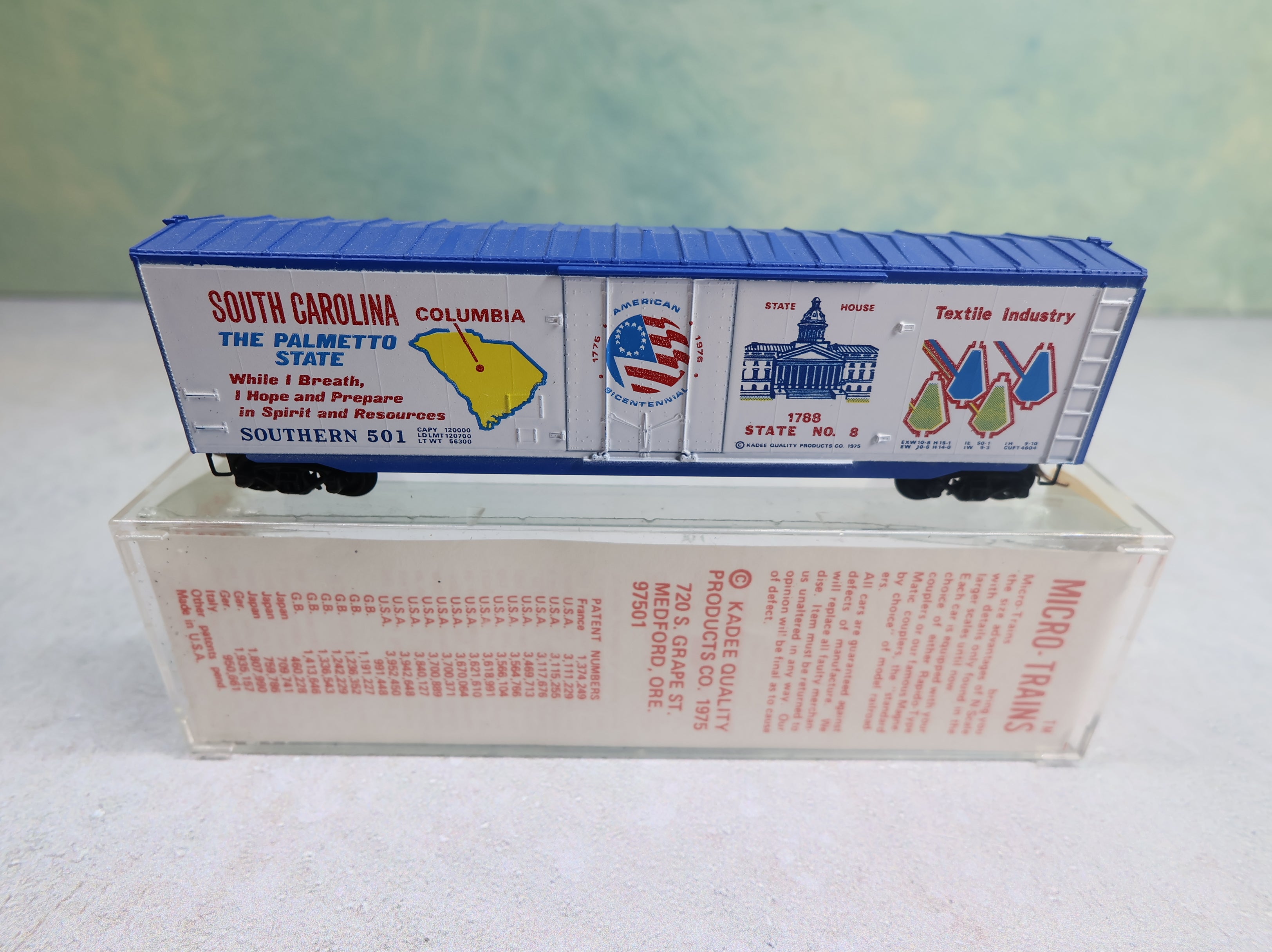 USED Micro-Trains 38110 N Scale 50' Box Car South Carolina State Car Southern #501 Knuckle Couplers