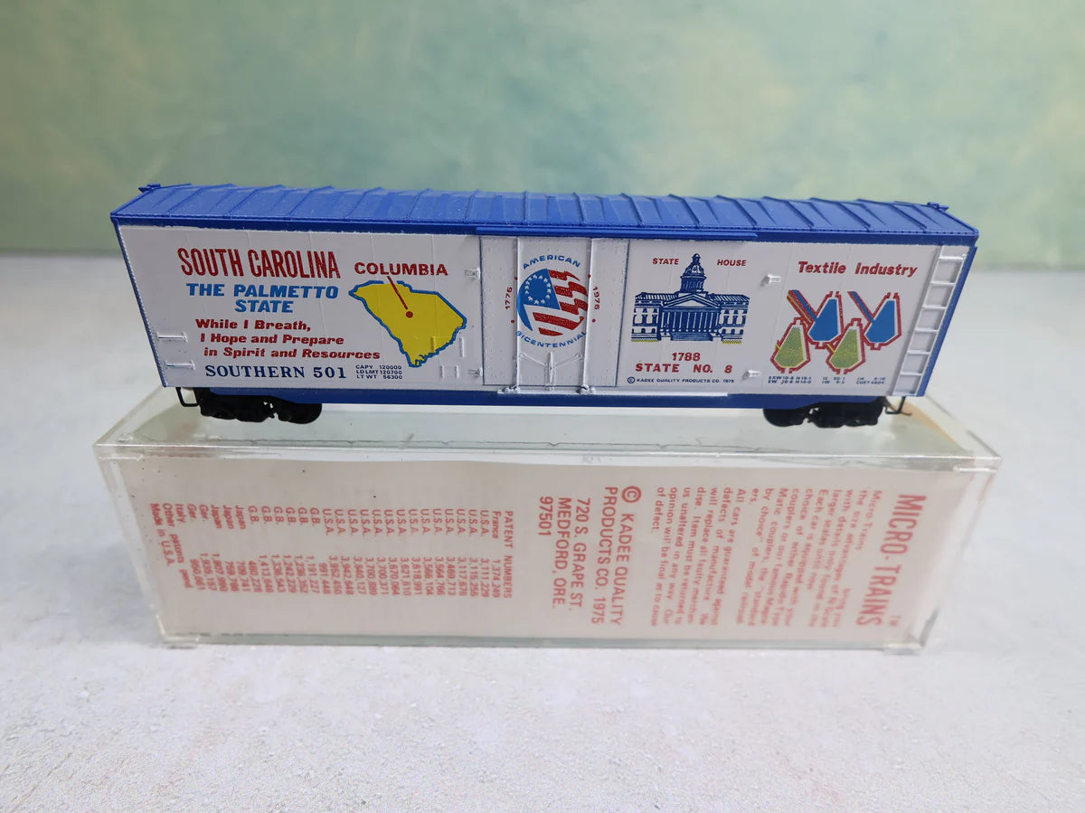 USED Micro-Trains 38110 N Scale 50' Box Car South Carolina State Car Southern #501