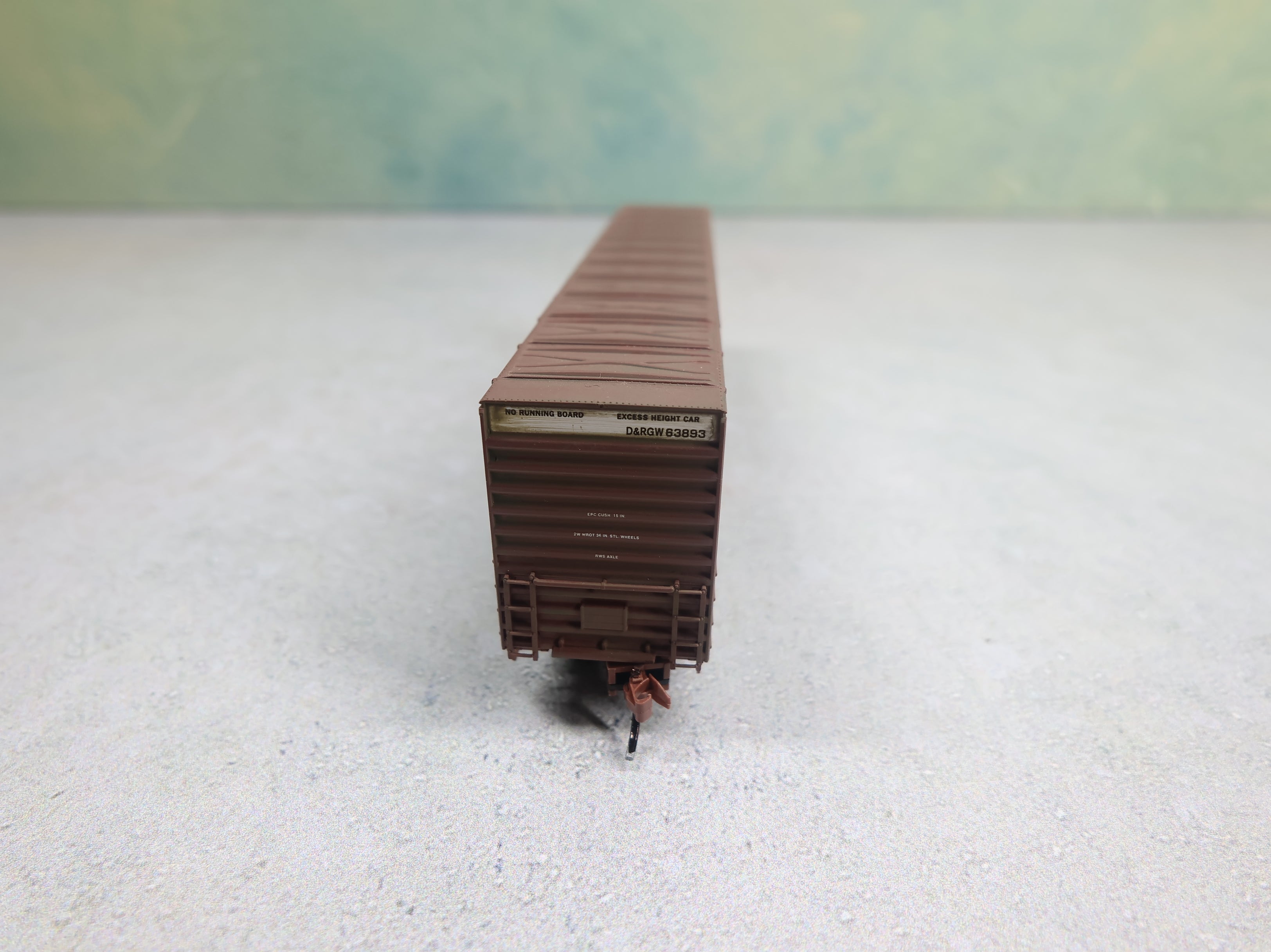 USED Micro-Trains 10300010 N Scale 60' Box Car Excess Height Double Plug Doors, Waffle Side Denver and Rio Grande Western D&RGW #63893 Weathered, Knuckle Couplers