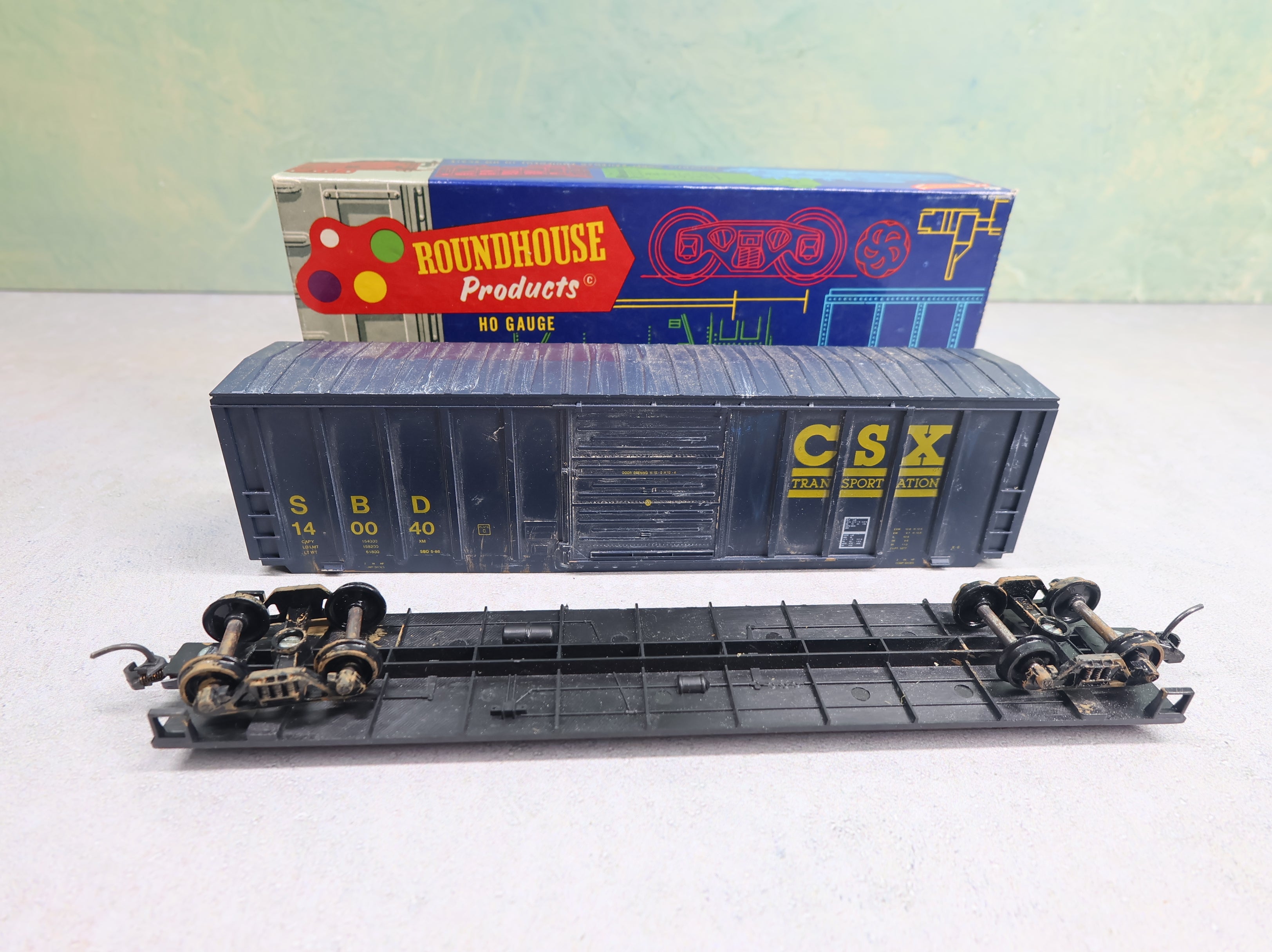 USED Roundhouse 1915 HO Scale 50' Box Car CSX SBD #140040 Weathered