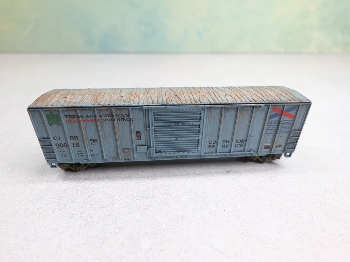USED Fox Valley Models 80105 N Scale FMC 5347 Box Car Chattahoochee Industrial Railroad CIRR #90015 Weathered