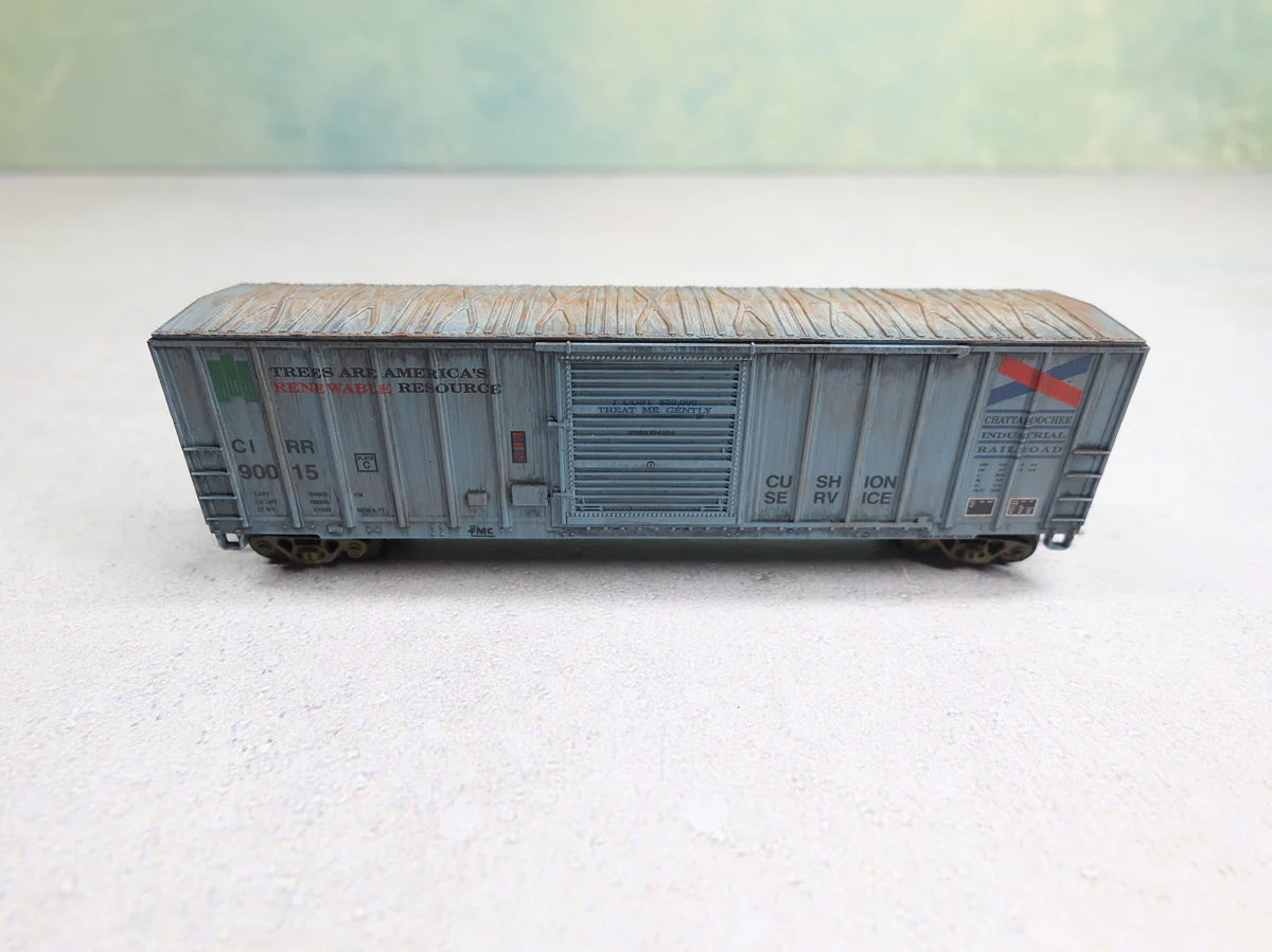 USED Fox Valley Models 80105 N Scale FMC 5347 Box Car Chattahoochee Industrial Railroad CIRR #90015 Weathered